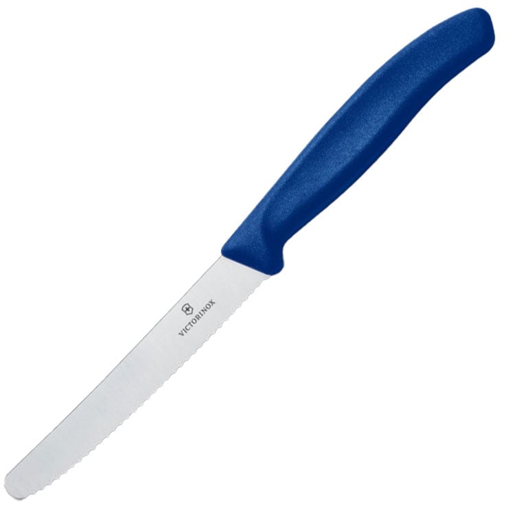 Victorinox Blue Serrated Round Tip Kitchen Knife