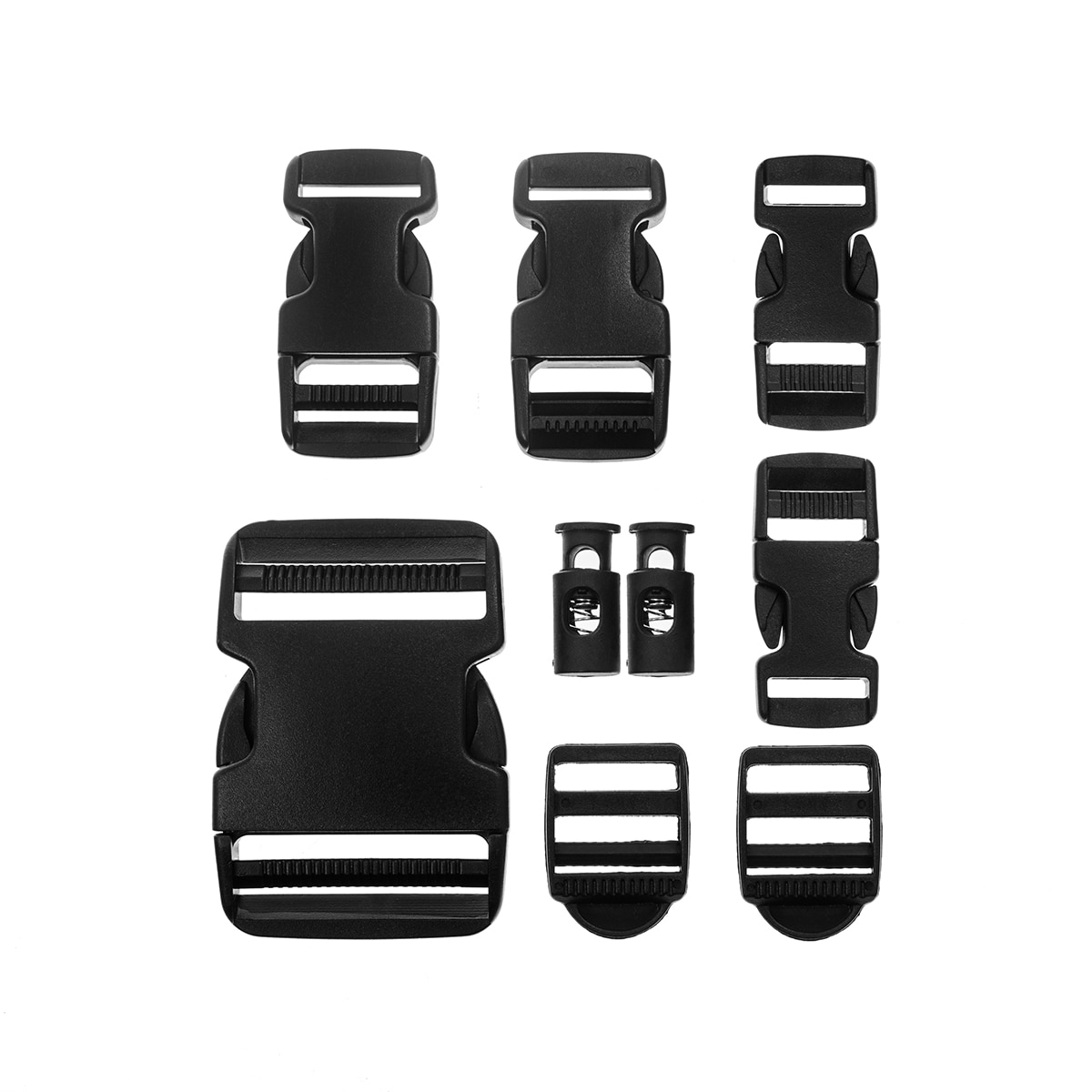 Mil-Tec 9 pcs Buckle Set - Black