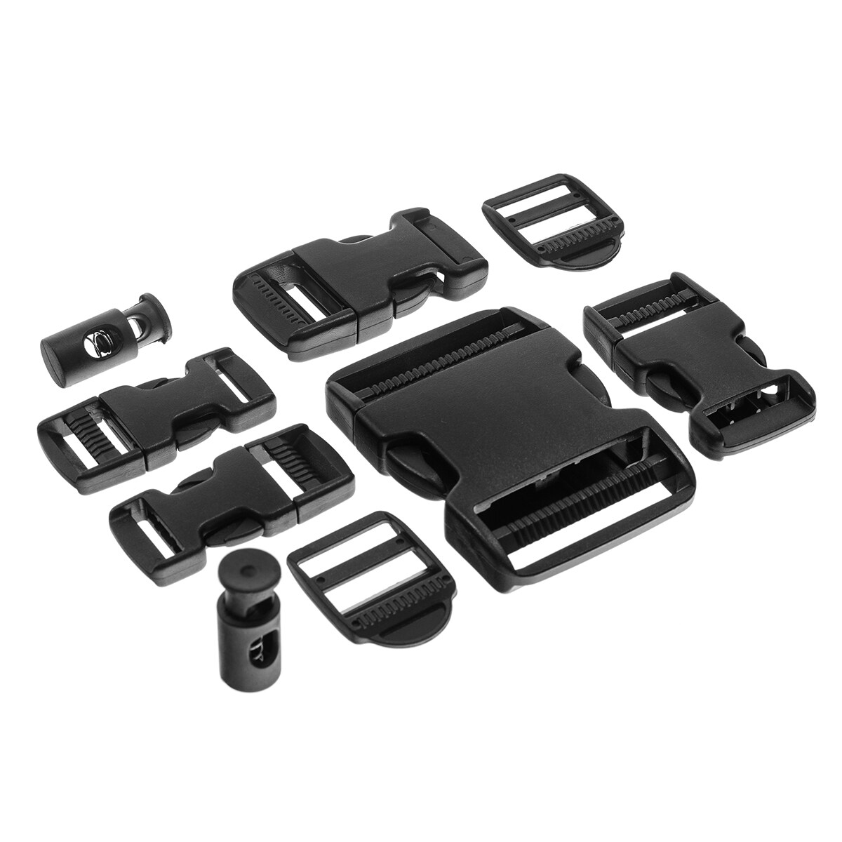 Mil-Tec 9 pcs Buckle Set - Black