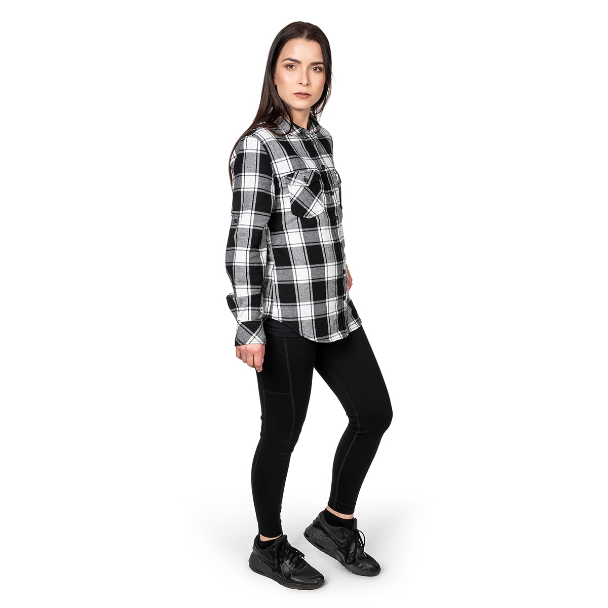 Brandit Women's AMY Flannel Shirt - White/Black 