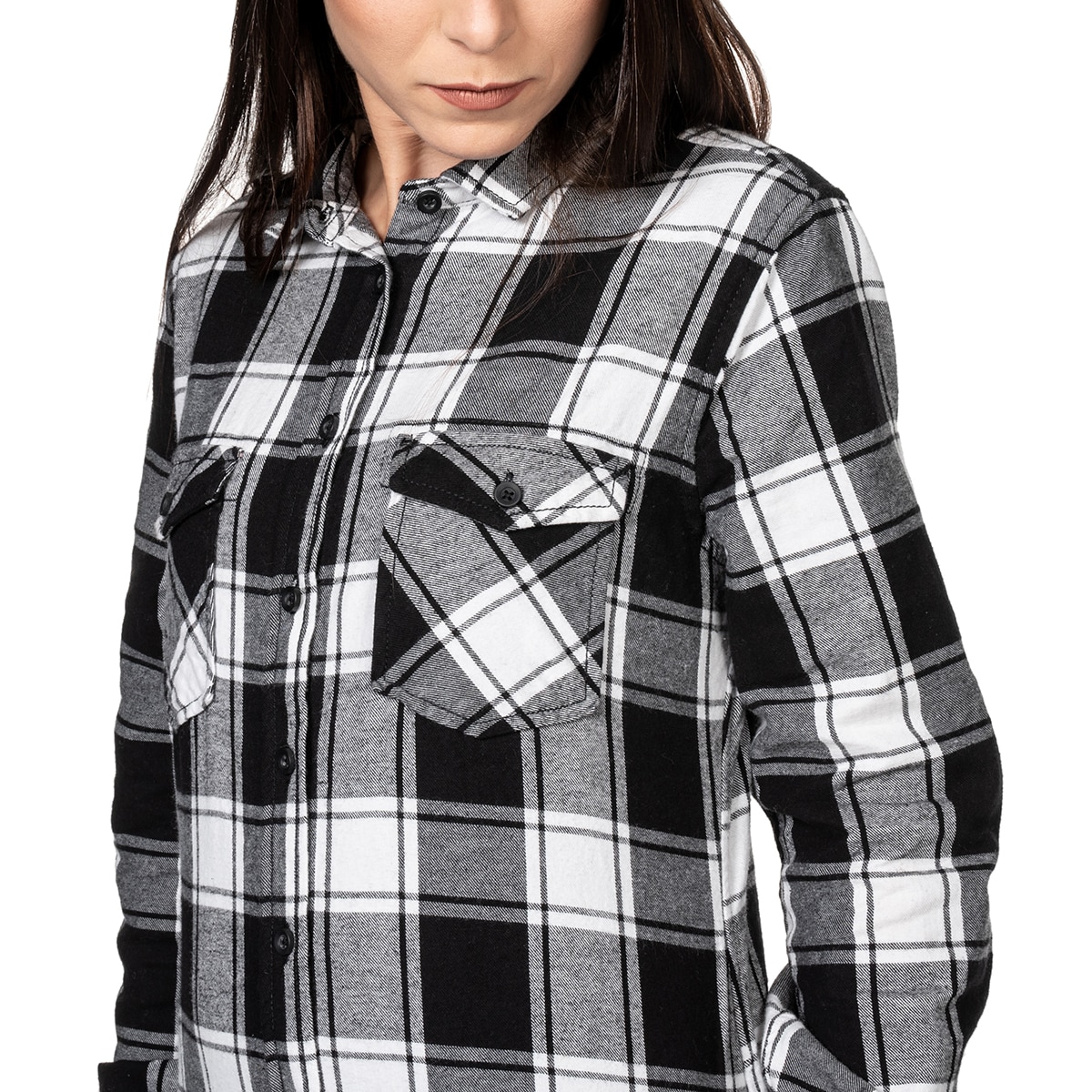 Brandit Women's AMY Flannel Shirt - White/Black 