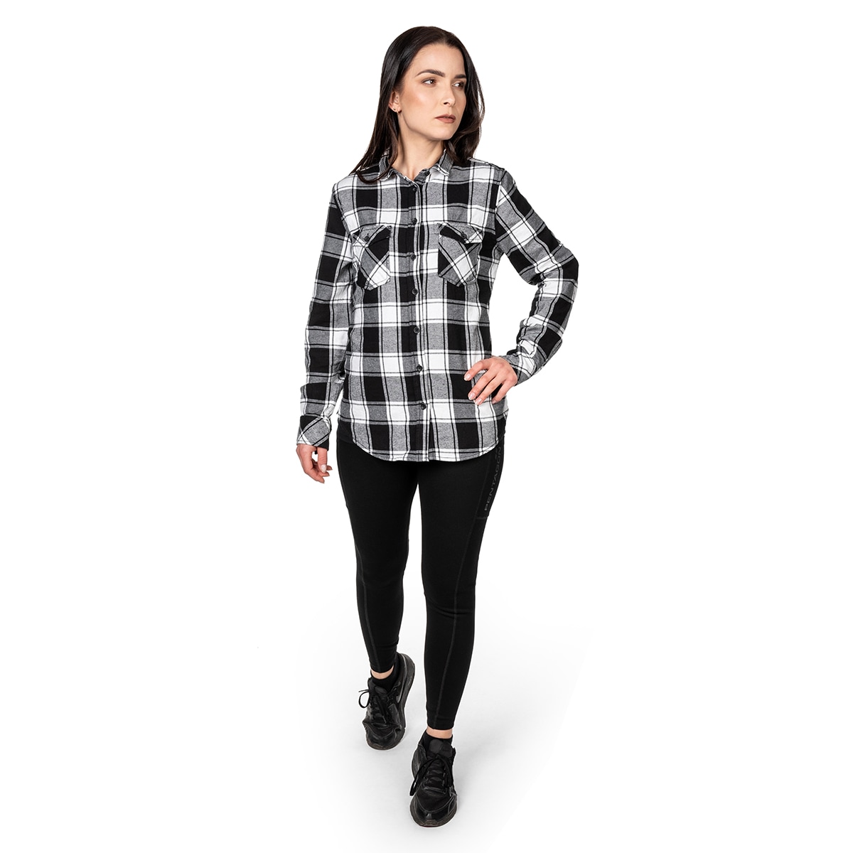 Brandit Women's AMY Flannel Shirt - White/Black 