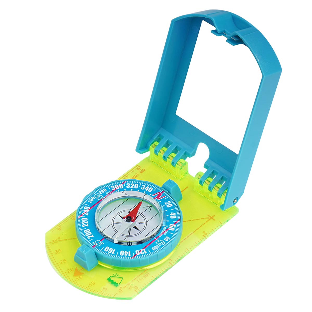 UST compass with folding mirror Hi Vis - Blue