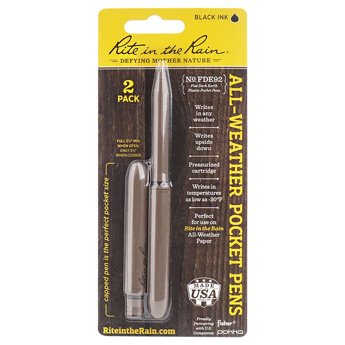 Rite in the Rain All-Weather Pocket Pen 2 pcs. - FDE