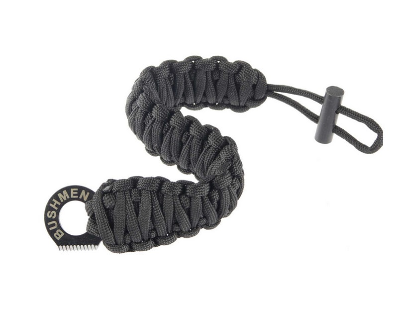 Bushmen 6m Paracord Bracelet with ferro rod - Black