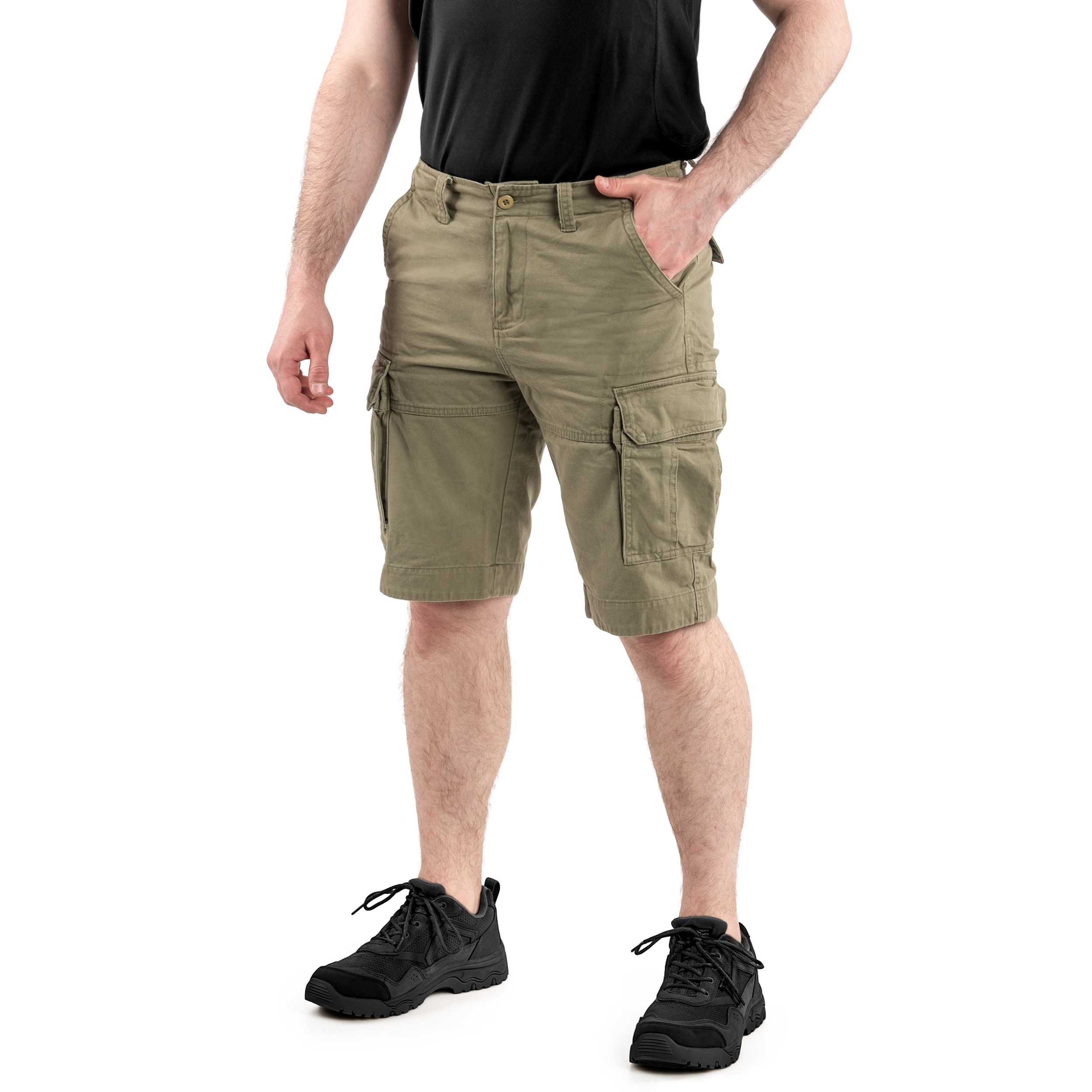 Mil-Tec Vintage Prewash Shorts - OD Green