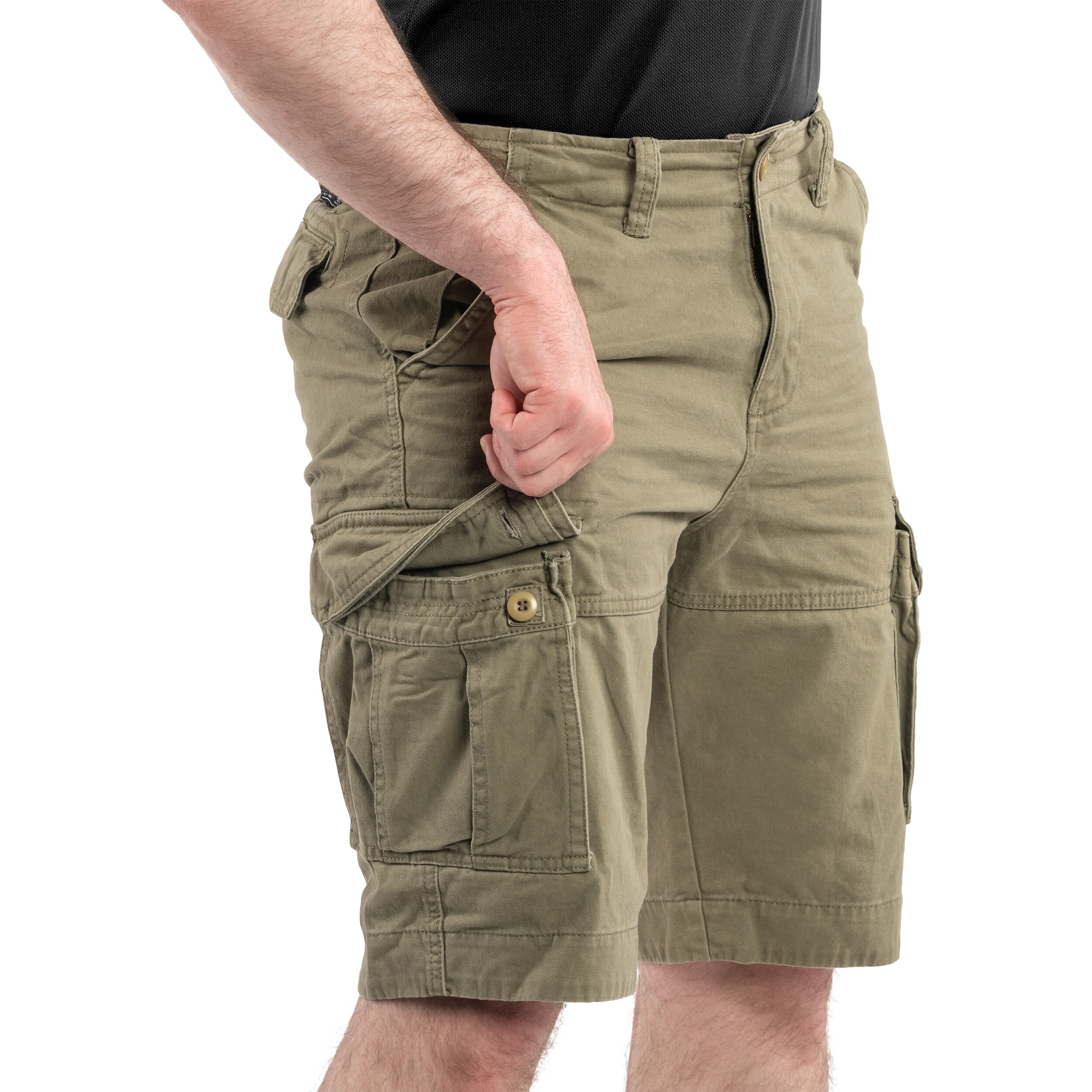 Mil-Tec Vintage Prewash Shorts - OD Green