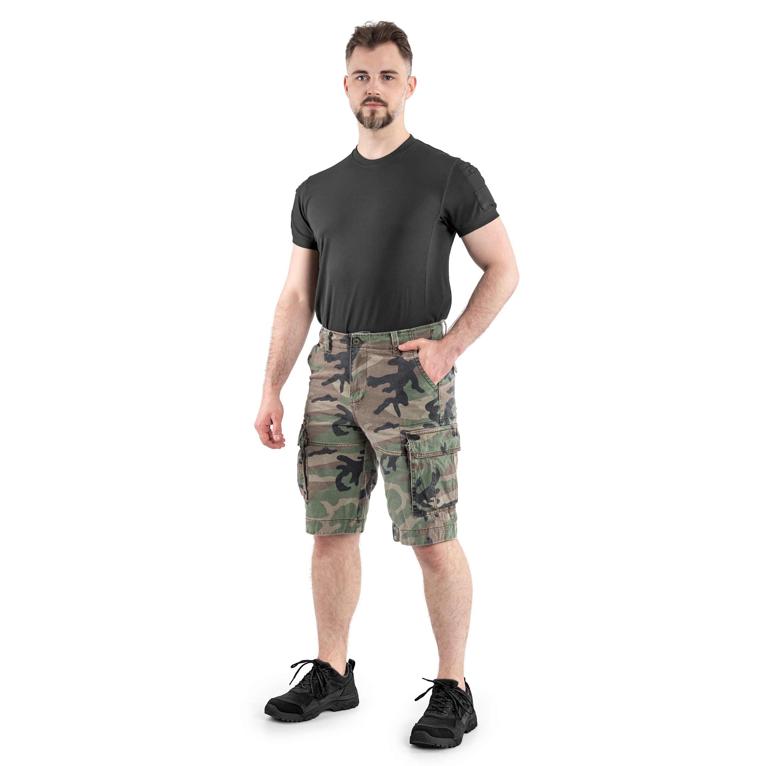 Mil-Tec Vintage Prewash Shorts - Woodland