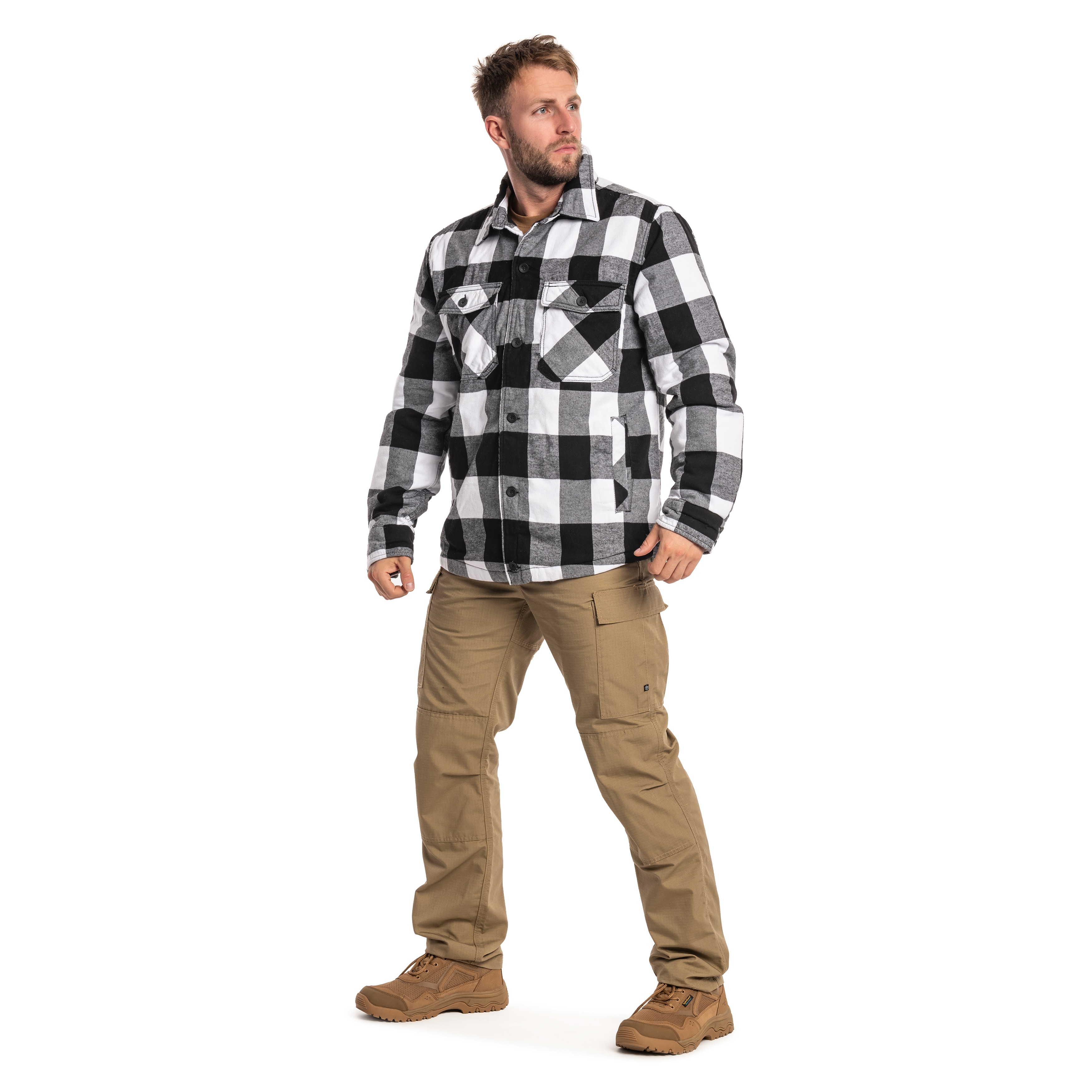 Brandit Lumber Jacket - White/Black Checkered