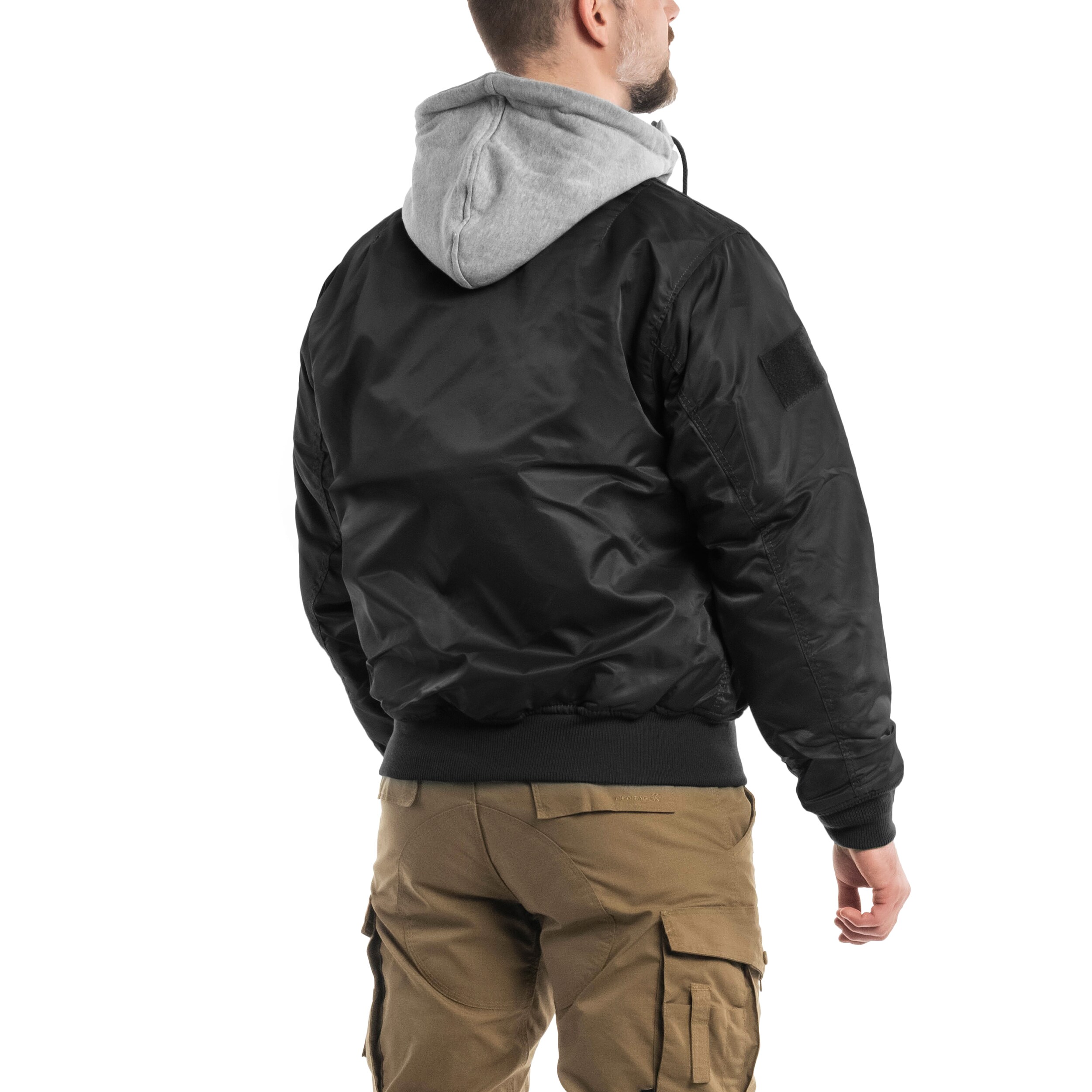 Brandit MA1 Sweat Hooded Jacket - Black/Grey