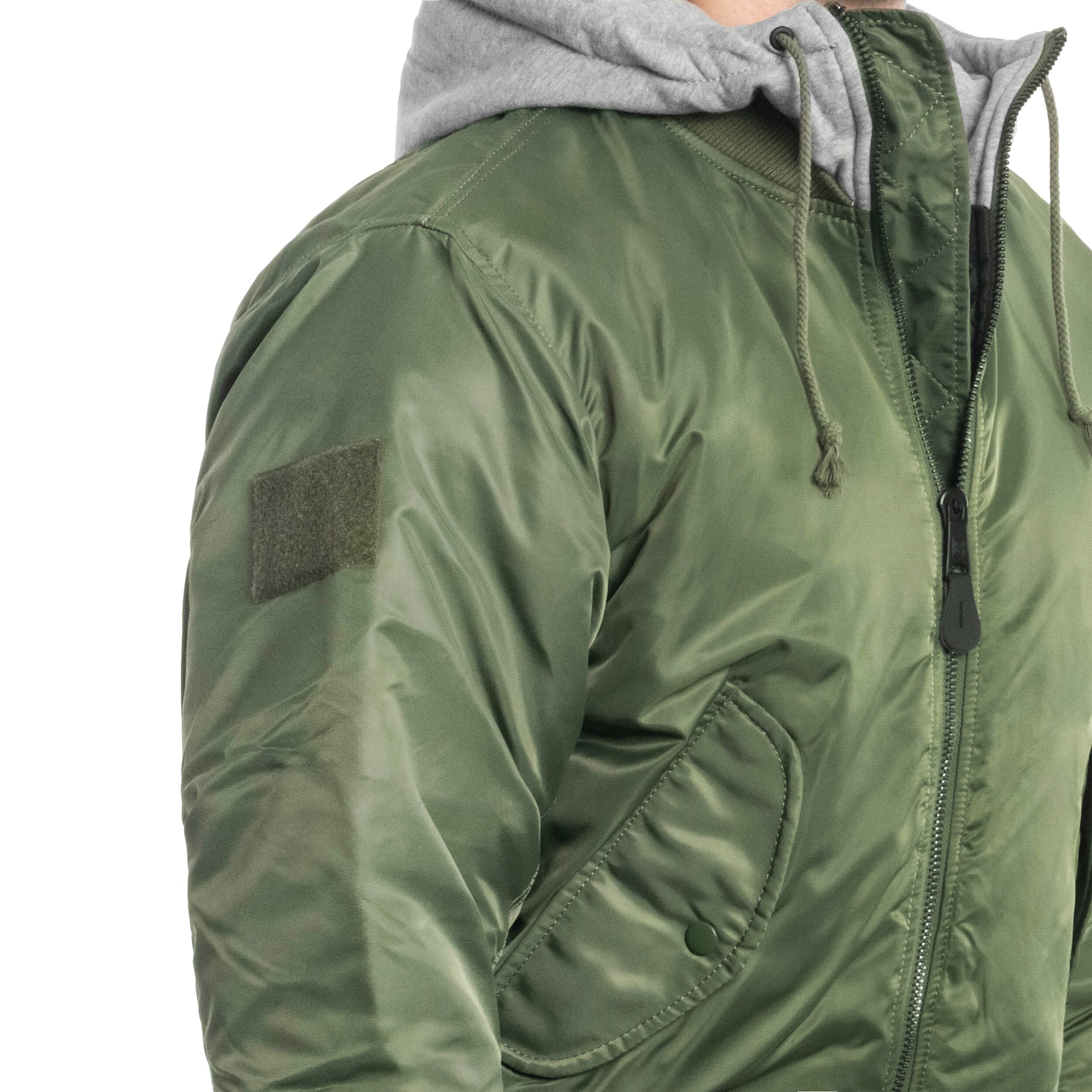 Brandit MA1 Sweat Hooded Jacket - Olive/Grey