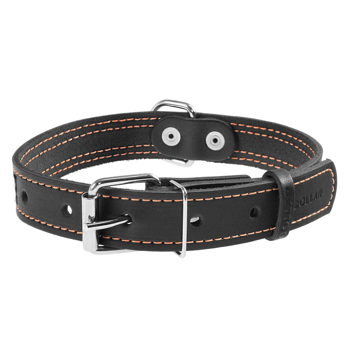 WauDog Leather dog collar with reflector - 25 mm