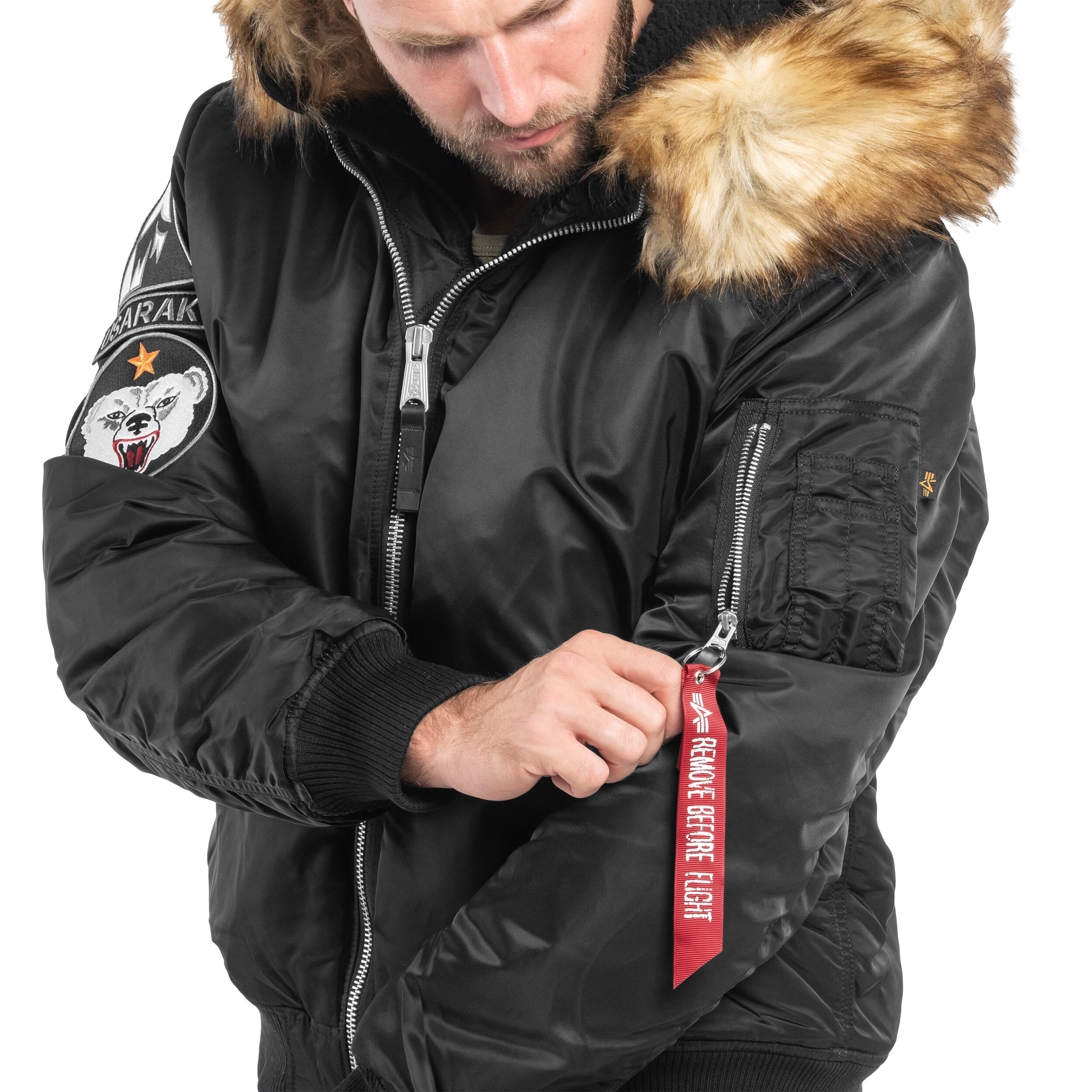 Alpha Industries MA-1 Hooded Arctic Jacket - Black