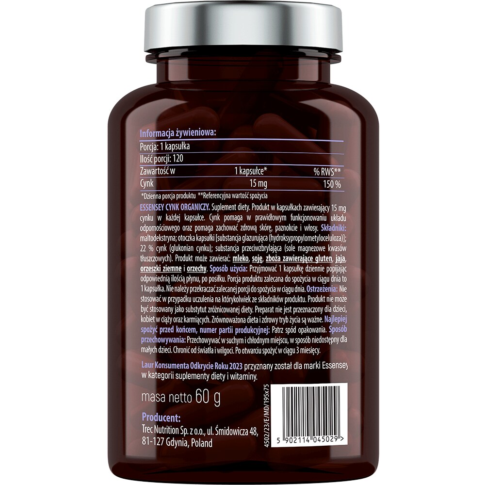 Zinc Organic Essensey 120 capsules - food supplement