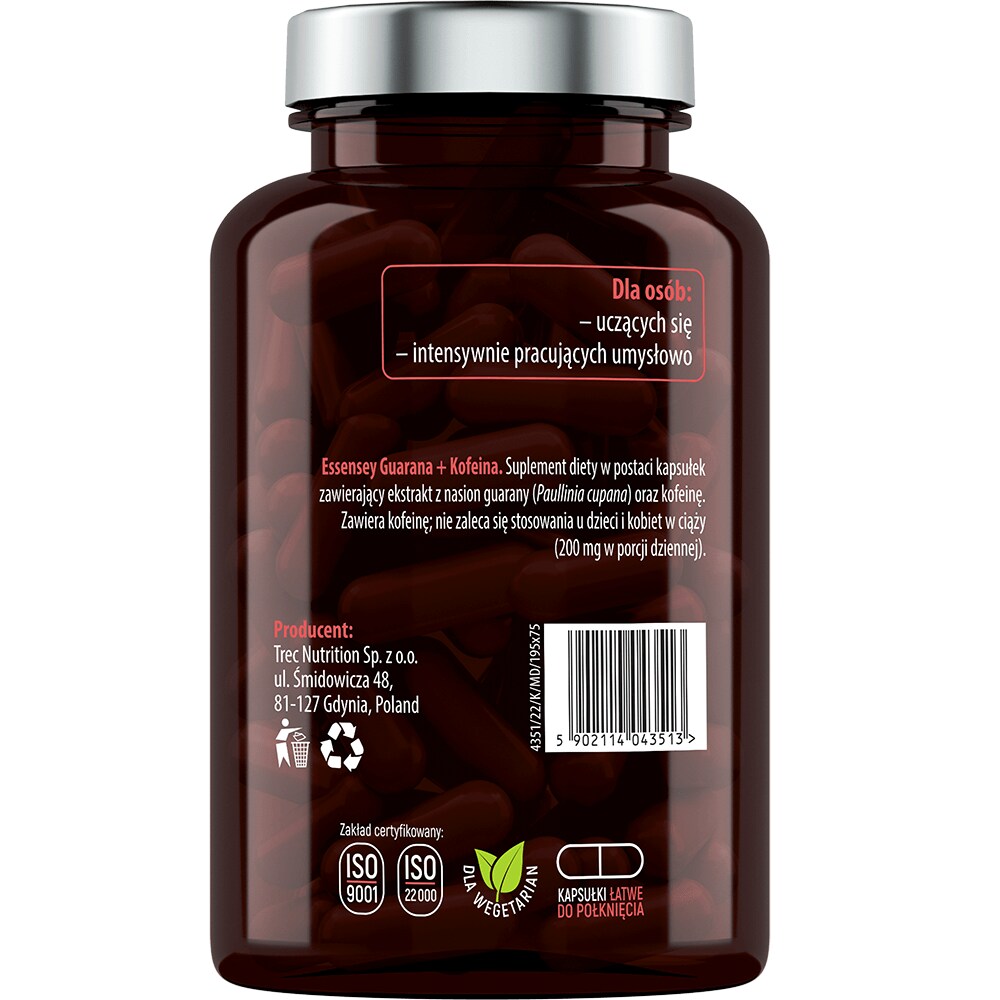 Guarana + Caffeine Essensey 90 capsules - dietary supplement