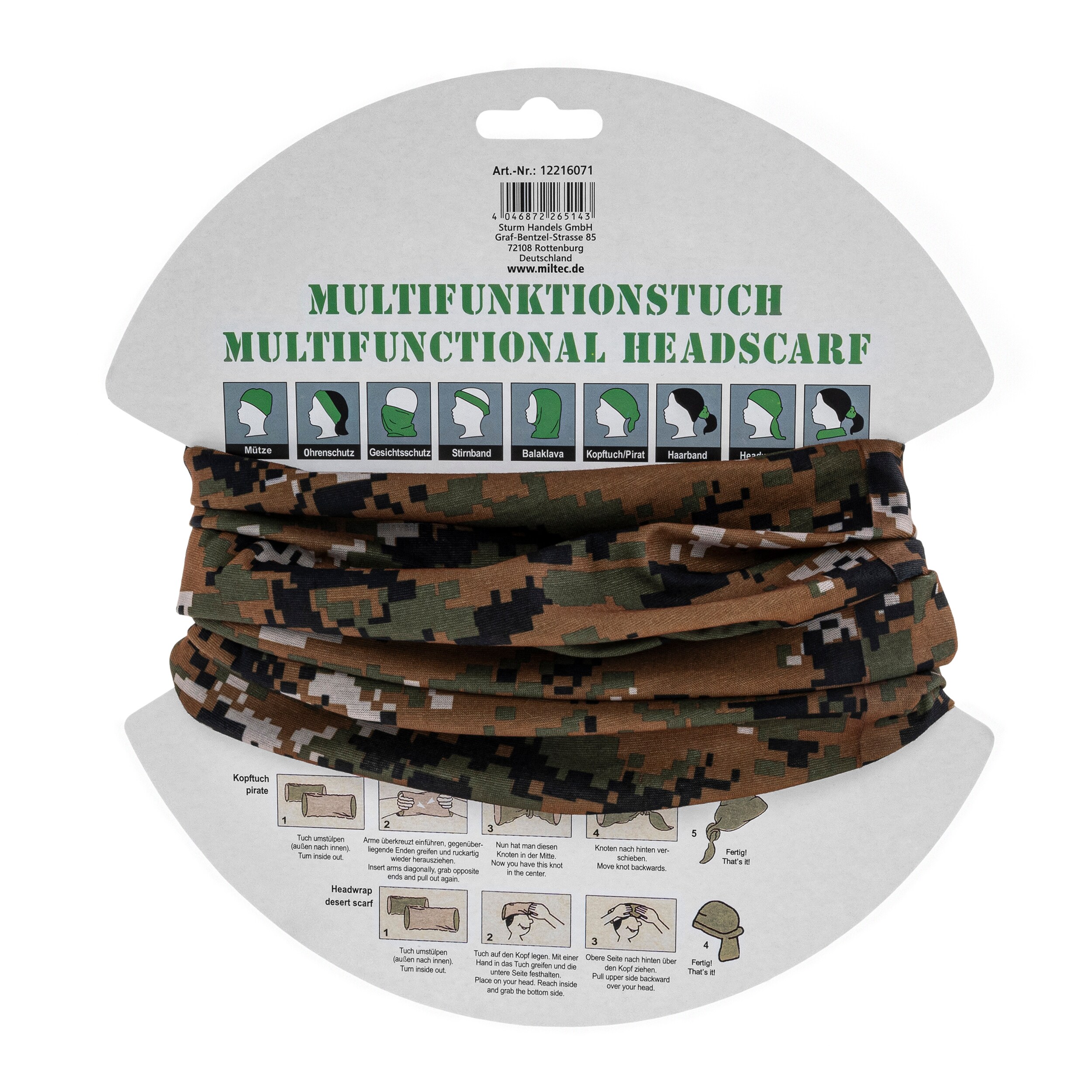 Mil-Tec Multifunctional Headwear - Digital Woodland