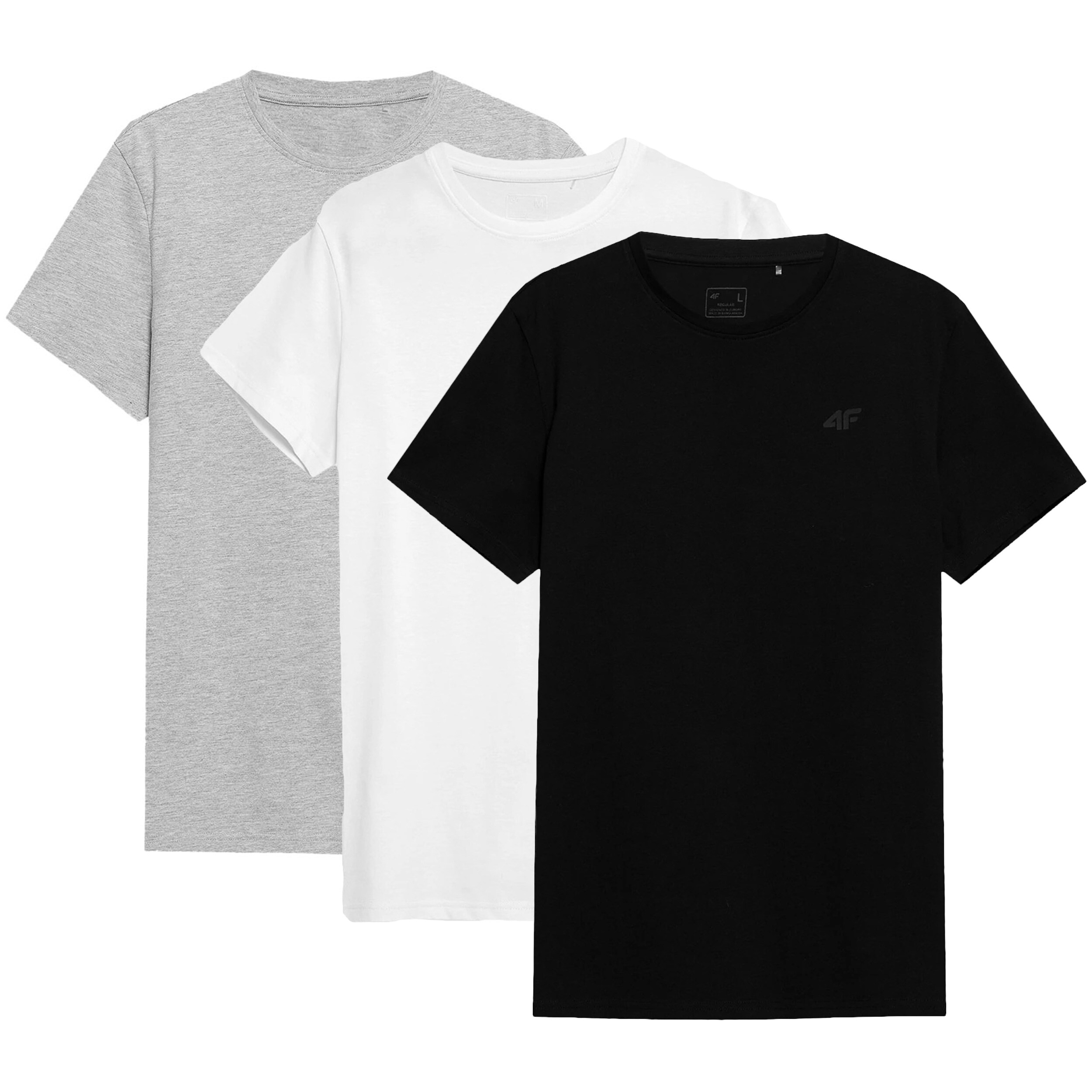 4F T-shirt TTSHM536 White/Deep Black/Light Grey - 3 pcs.