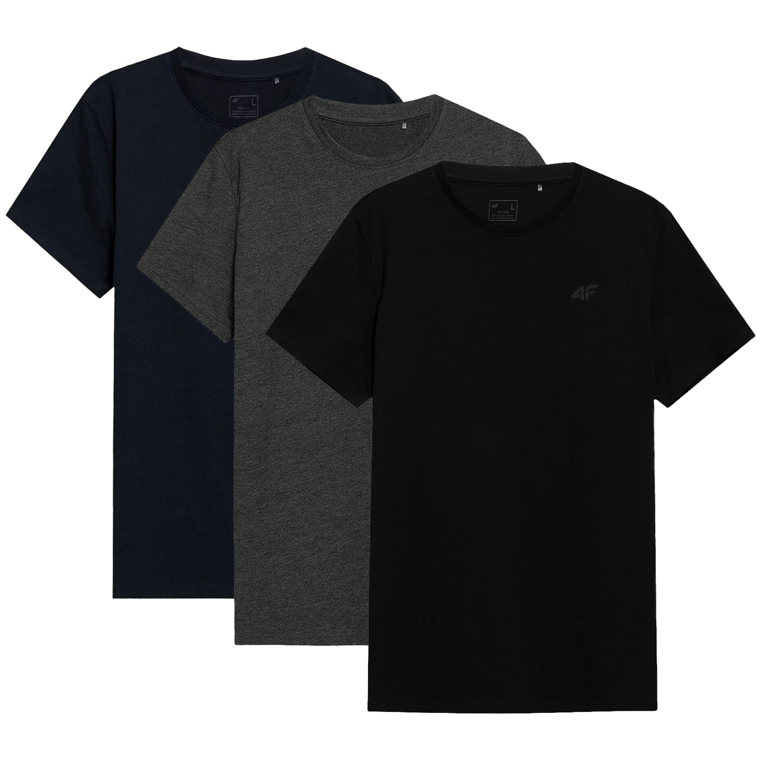 4F TTSHM536 T-shirt Deep Black/Dark Gray/Dark Navy Blue  - 3 pcs