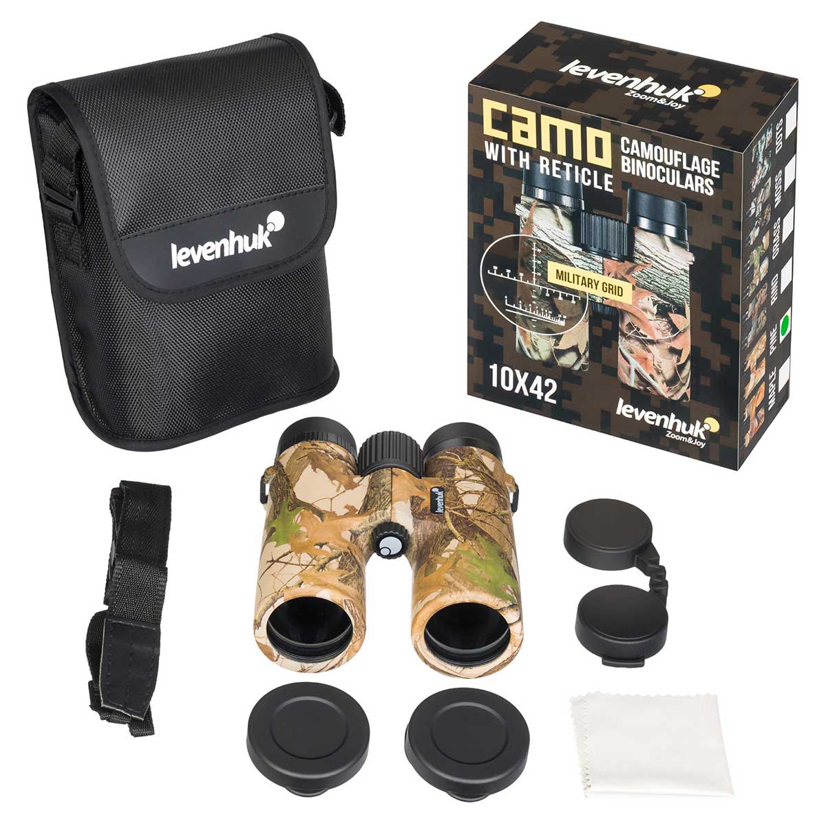 Levenhuk Camo 10x42 Binoculars with Reticle - Pine