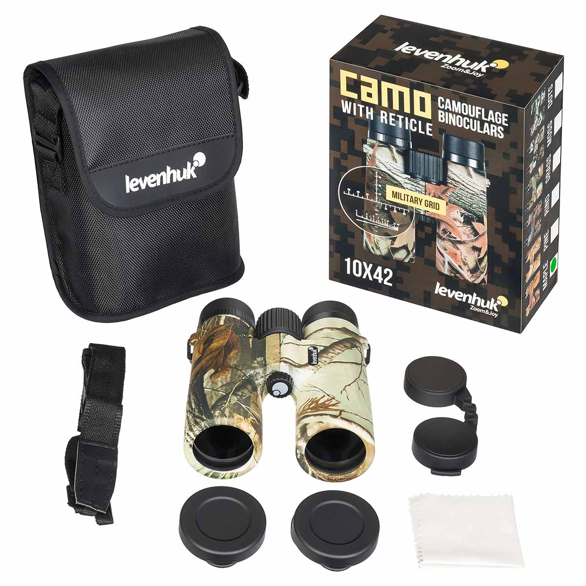 Levenhuk Camo 10x42 Binoculars with Reticle - Maple