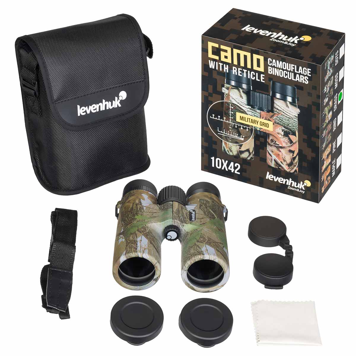 Levenhuk Camo 10x42 Binoculars with Reticle - Grass