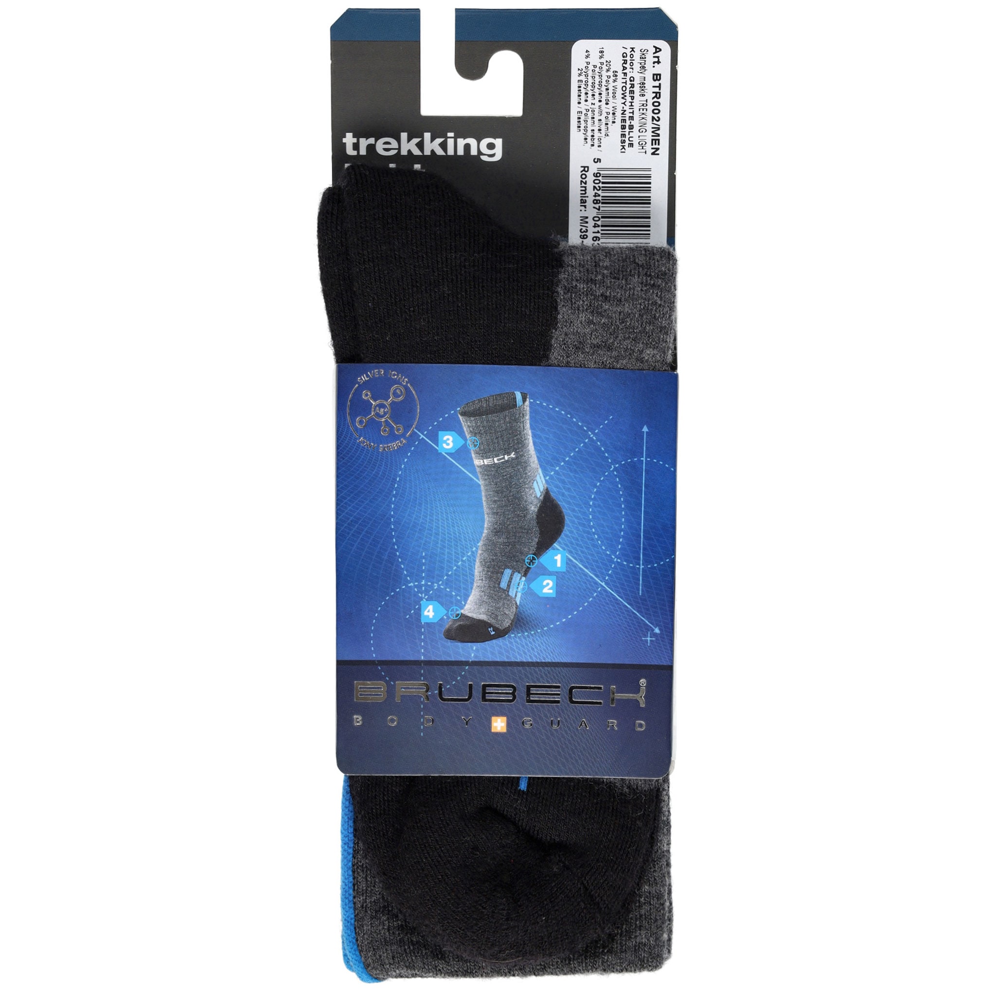 Brubeck Trekking Light socks - Graphite/Blue