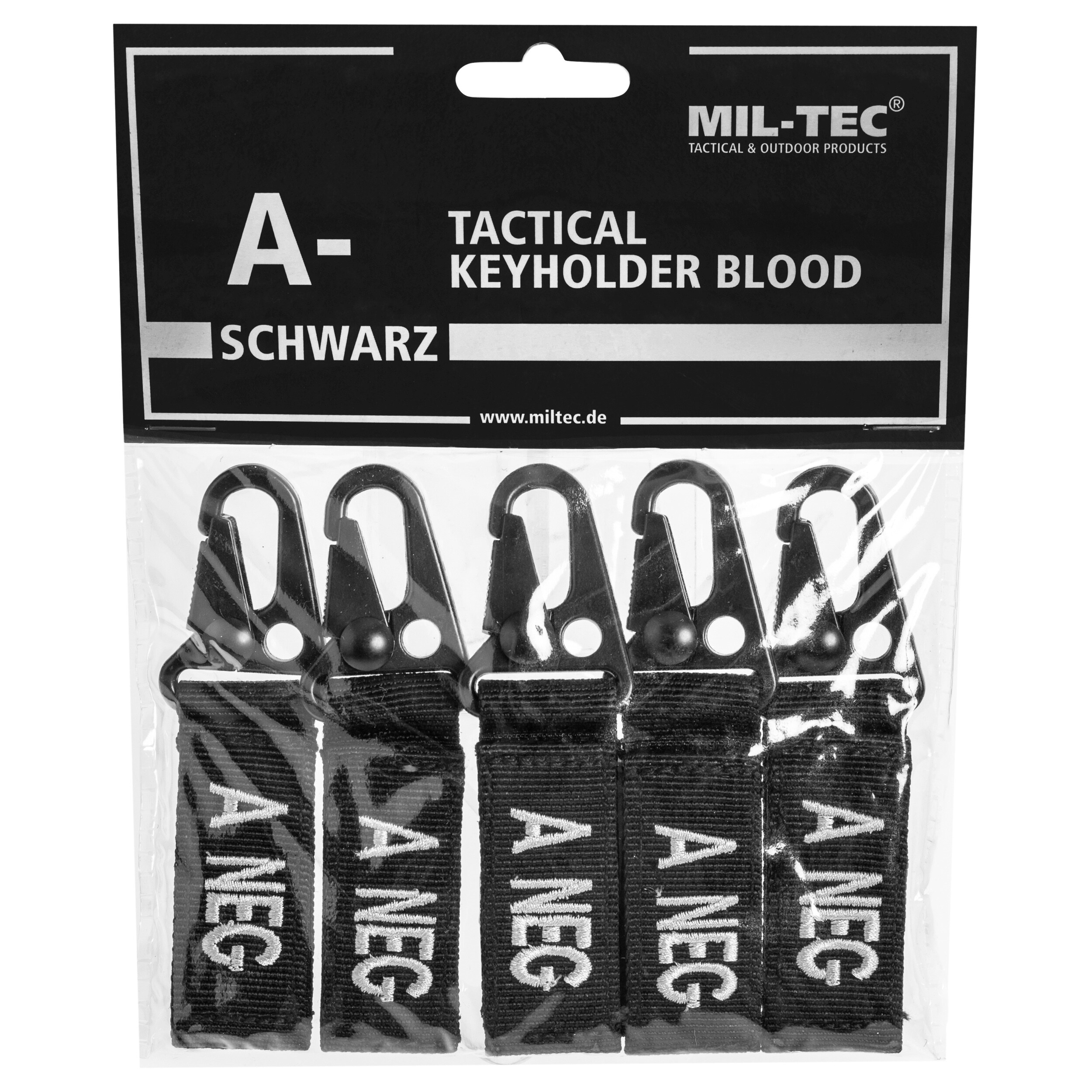 Mil-Tec blood type A-Black keychain - 5 pcs.