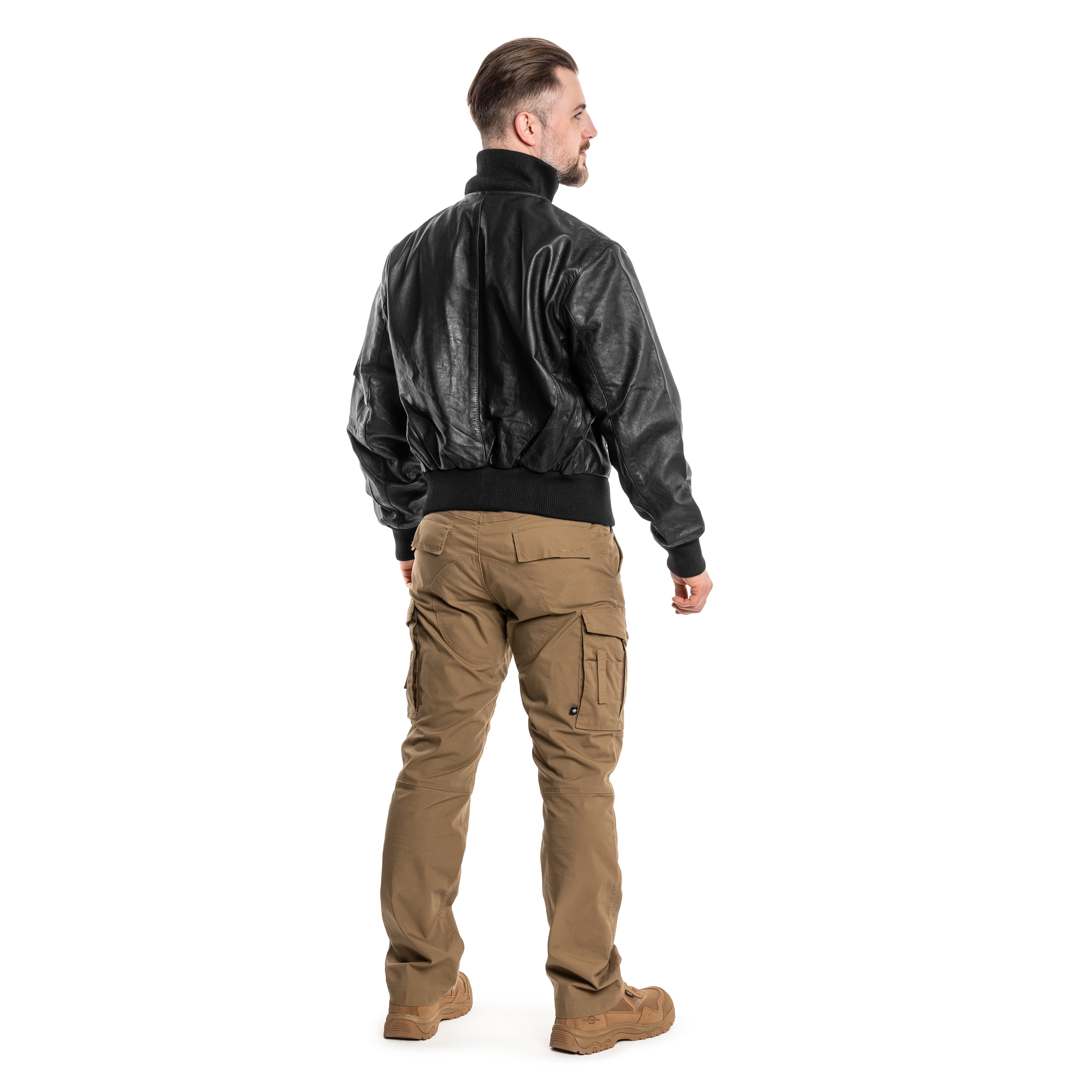 Mil-Tec BW German Leather Flight Jacket - Black