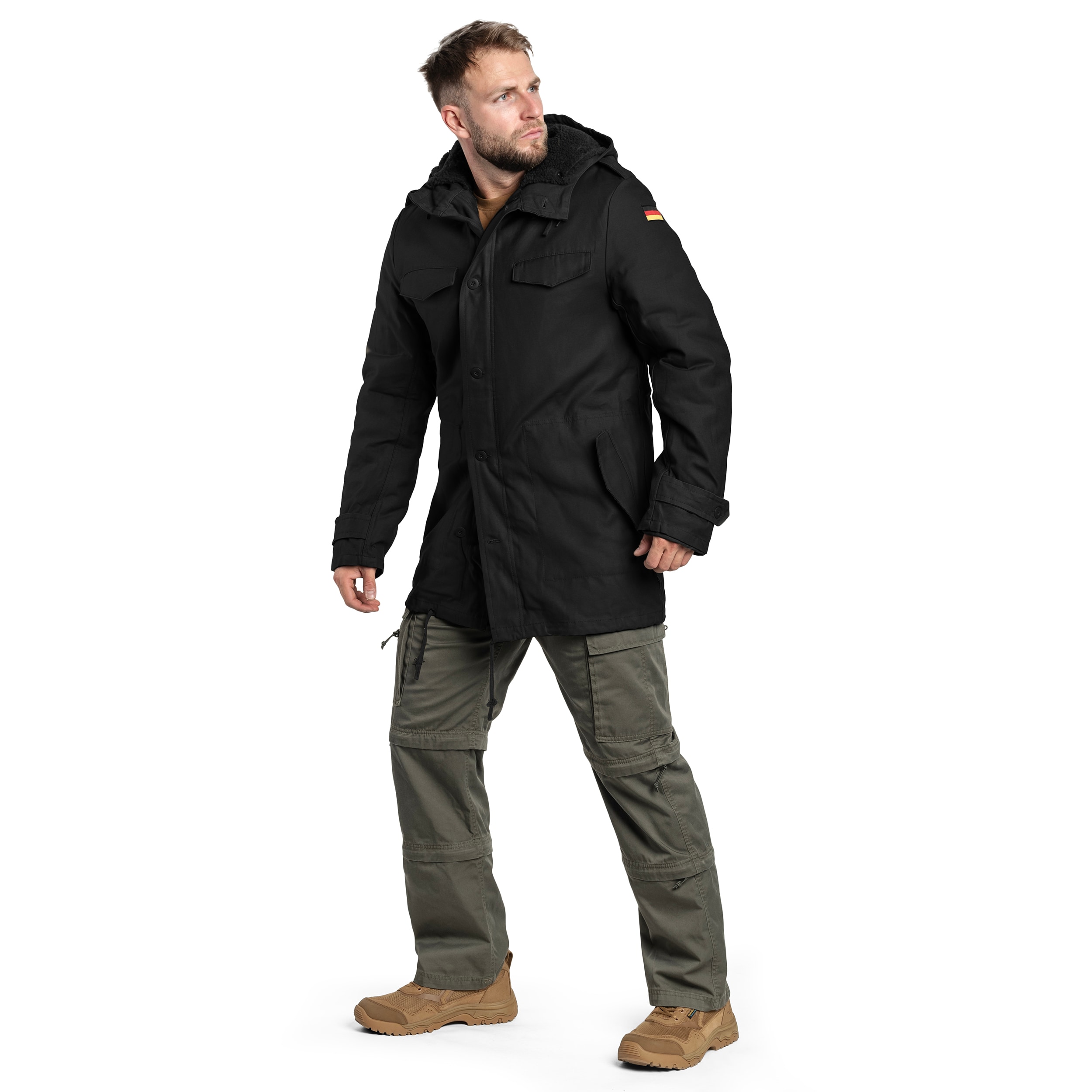 Brandit BW Parka Flag Jacket - Black