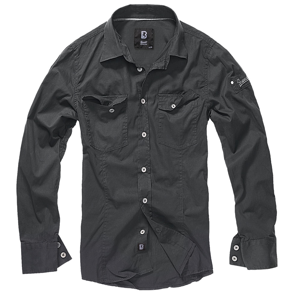 Brandit Slim Fit Long Sleeve Shirt - Black