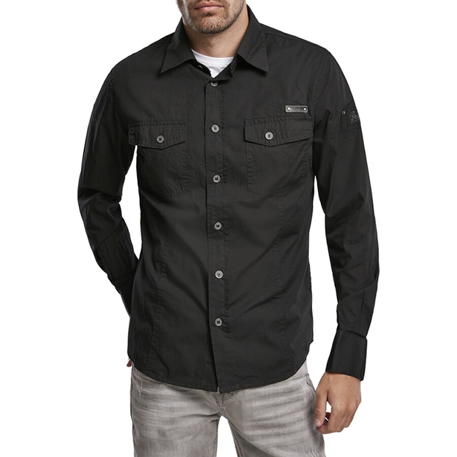 Brandit Slim Fit Long Sleeve Shirt - Black