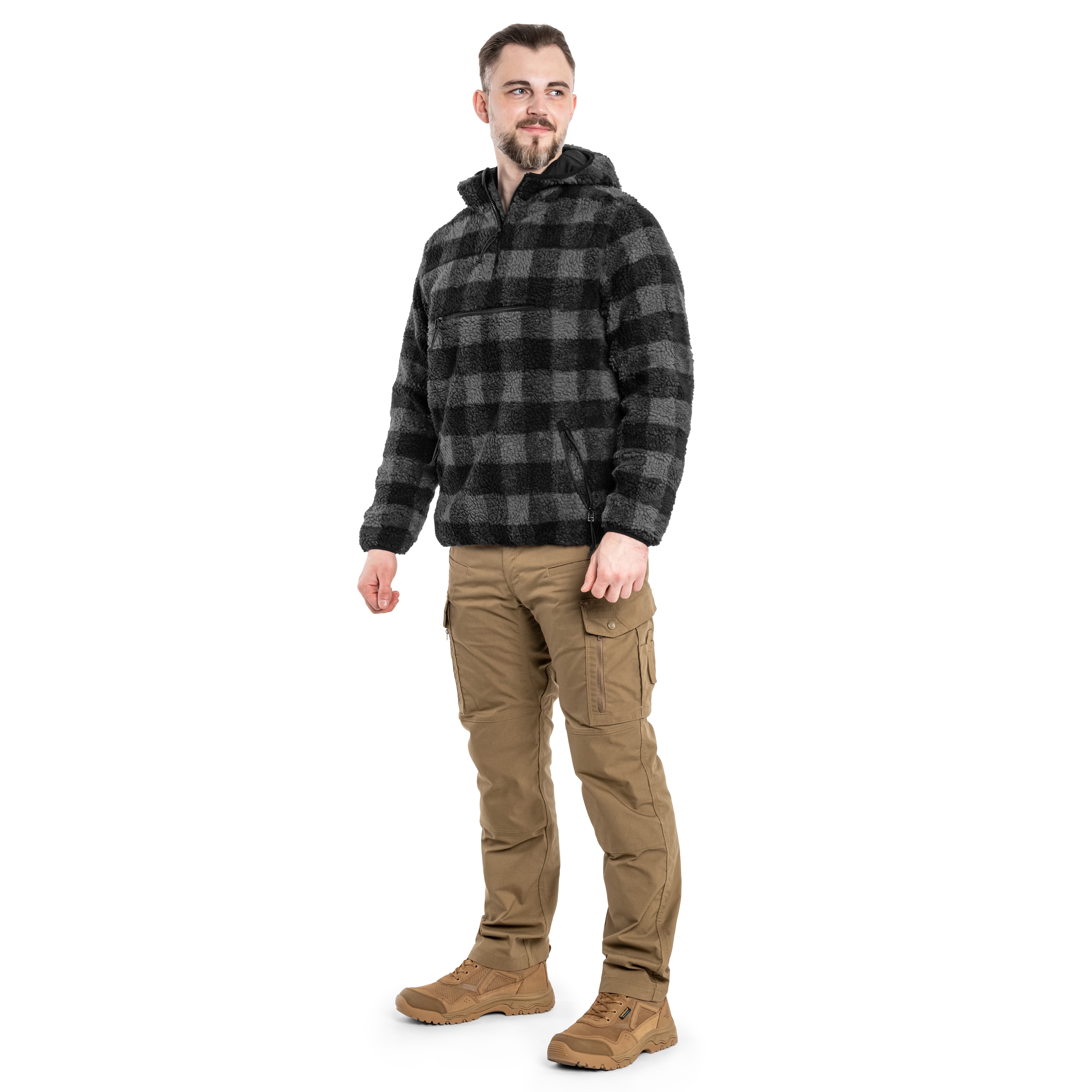 Brandit Teddyfleece Worker Pullover - Black/Grey