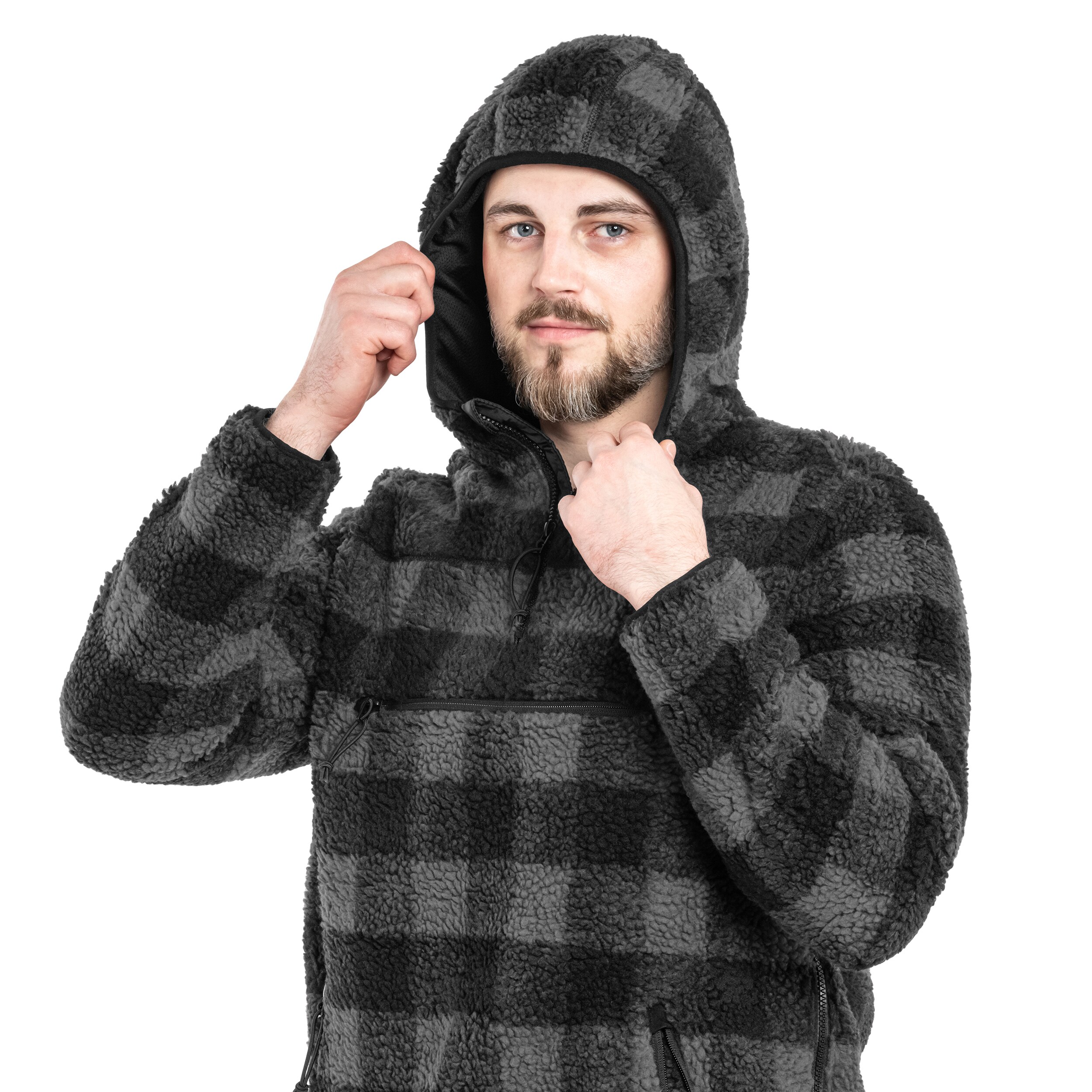 Brandit Teddyfleece Worker Pullover - Black/Grey