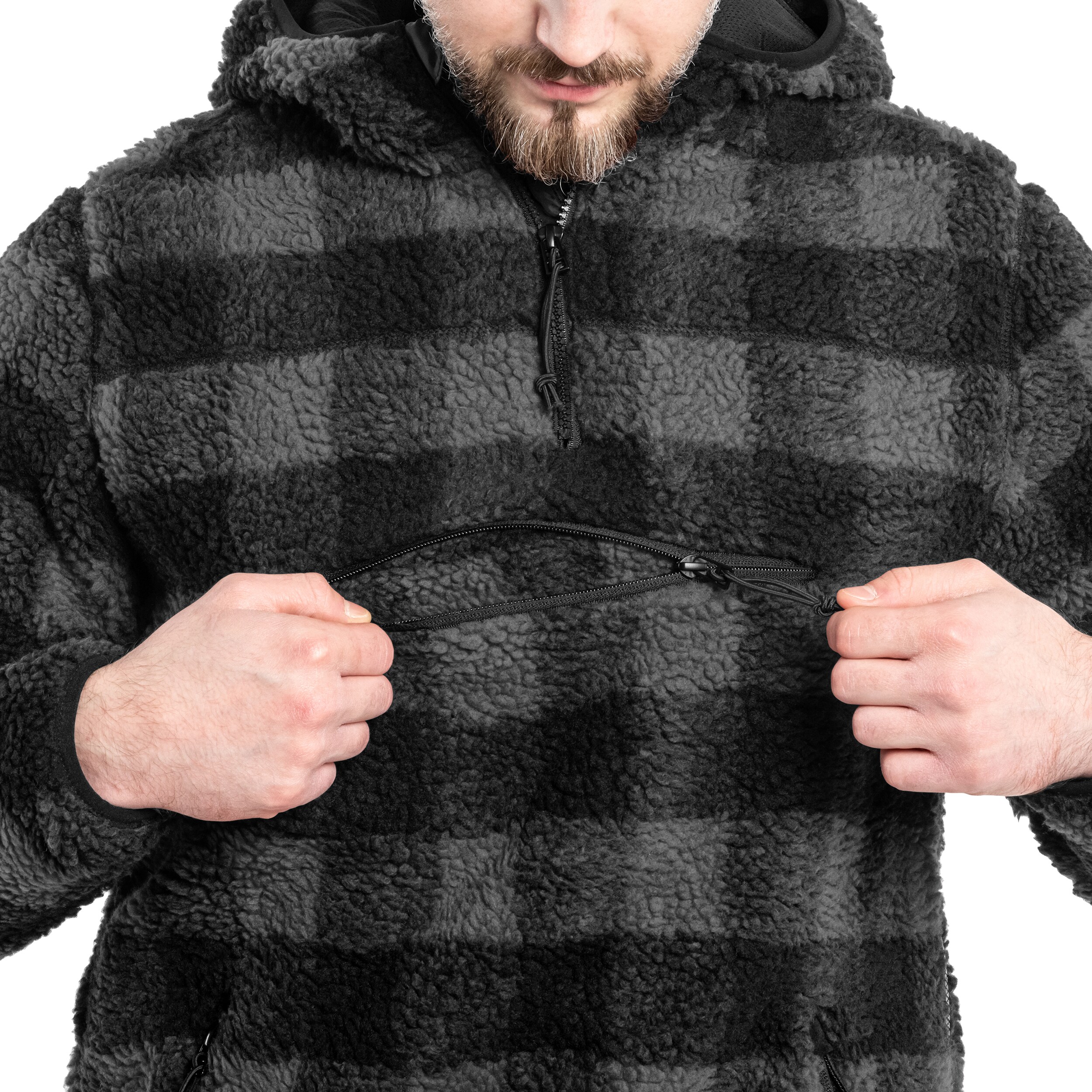 Brandit Teddyfleece Worker Pullover - Black/Grey