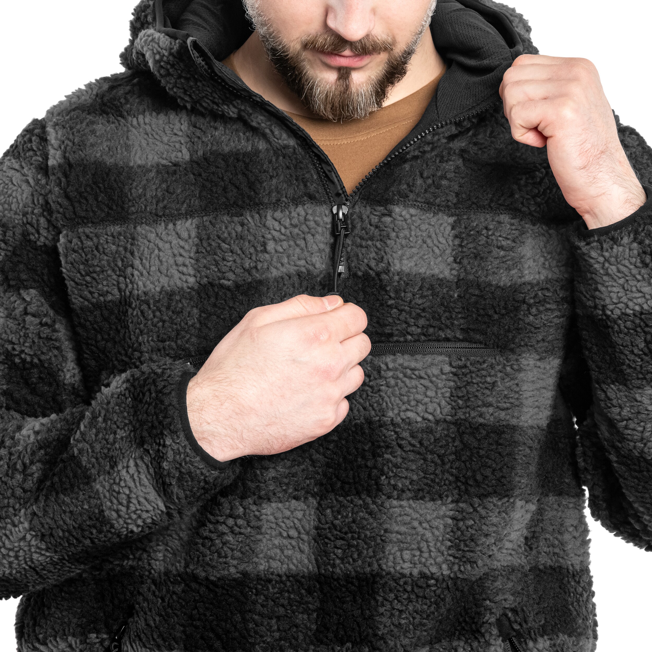 Brandit Teddyfleece Worker Pullover - Black/Grey