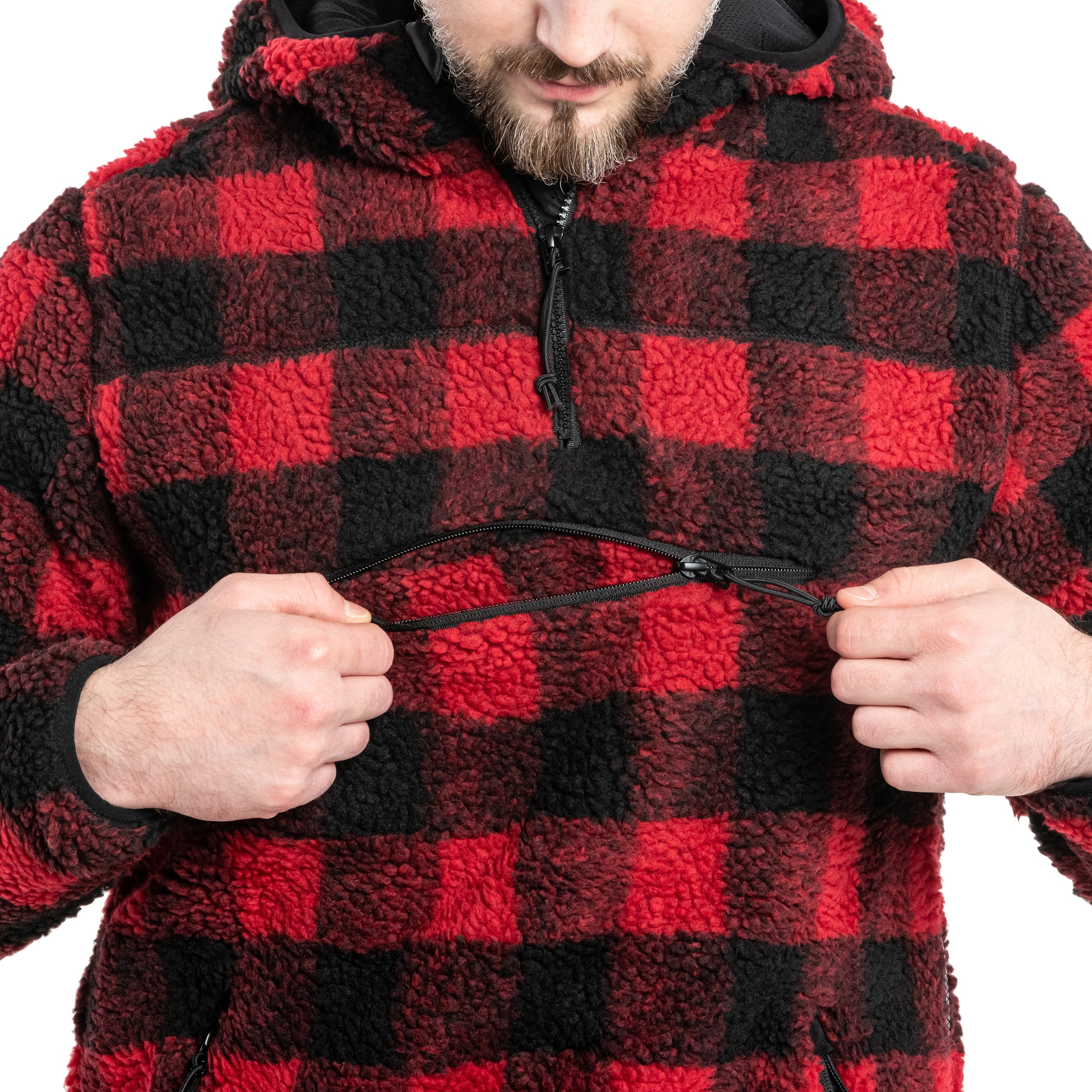 Brandit Teddyfleece Worker Pullover - Red/Black
