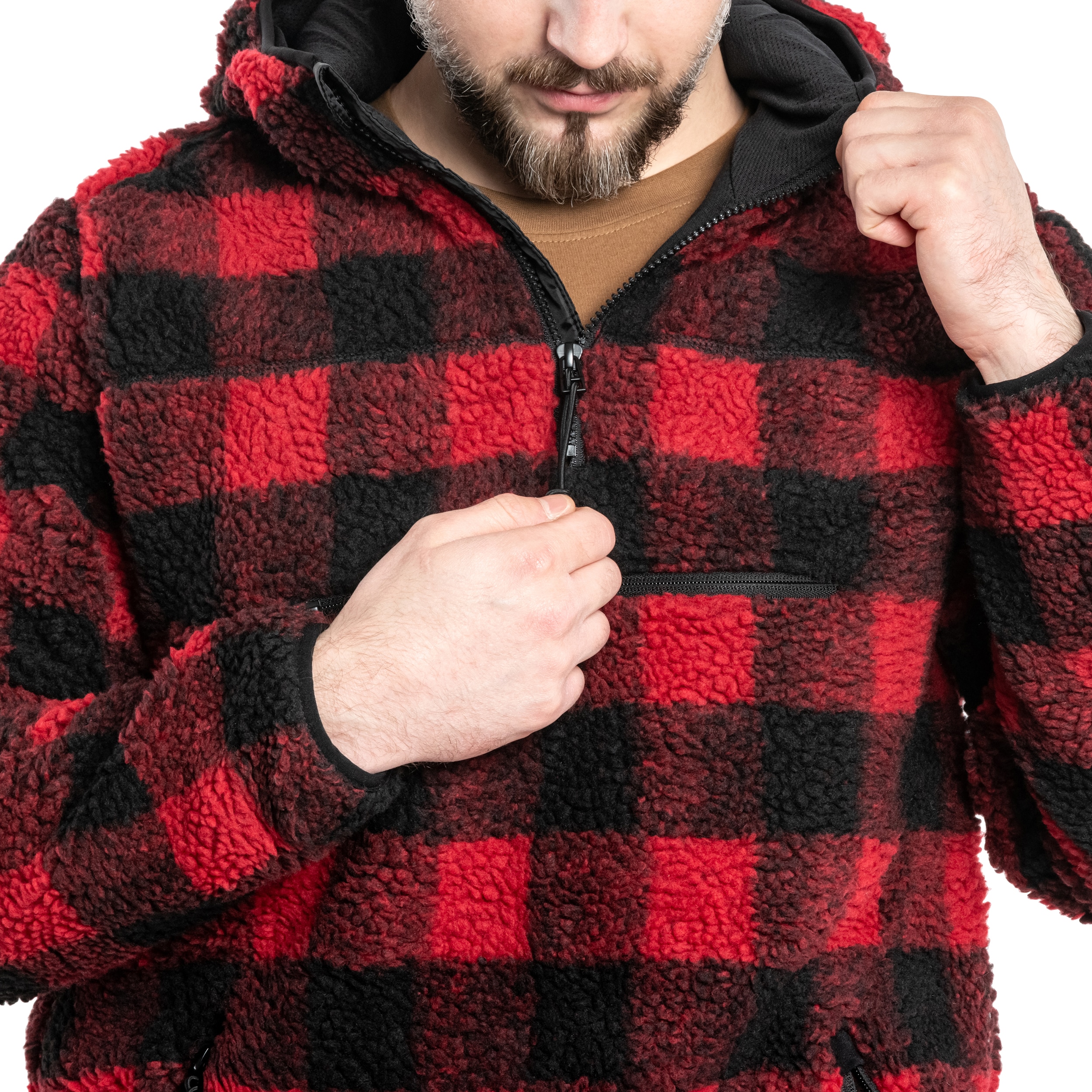 Brandit Teddyfleece Worker Pullover - Red/Black