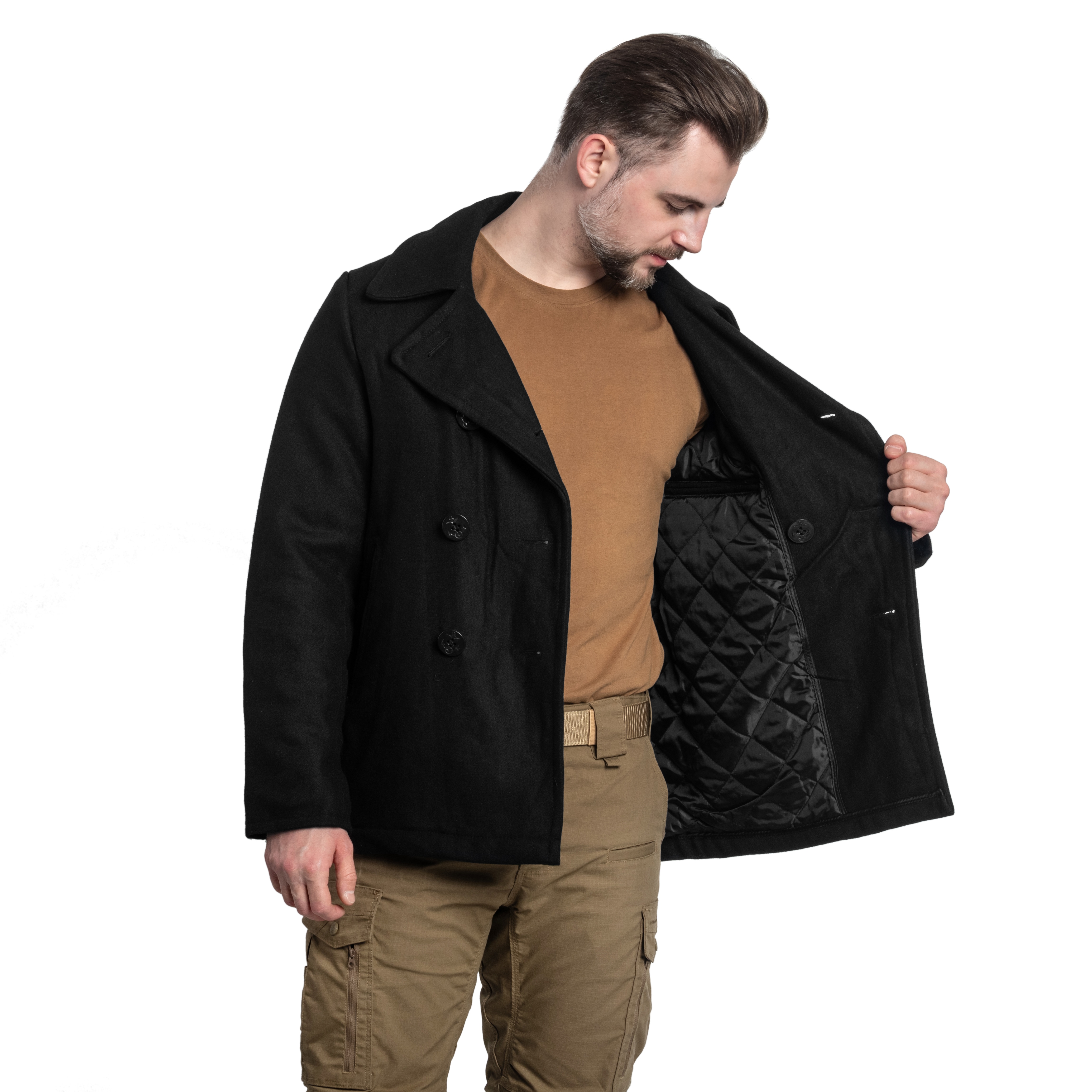 Brandit pea coat black clearance