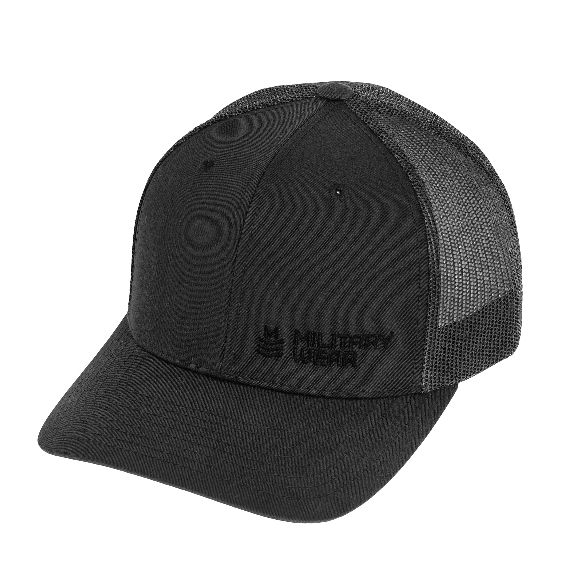 Military Wear Haft Retro Trucker Cap - Black