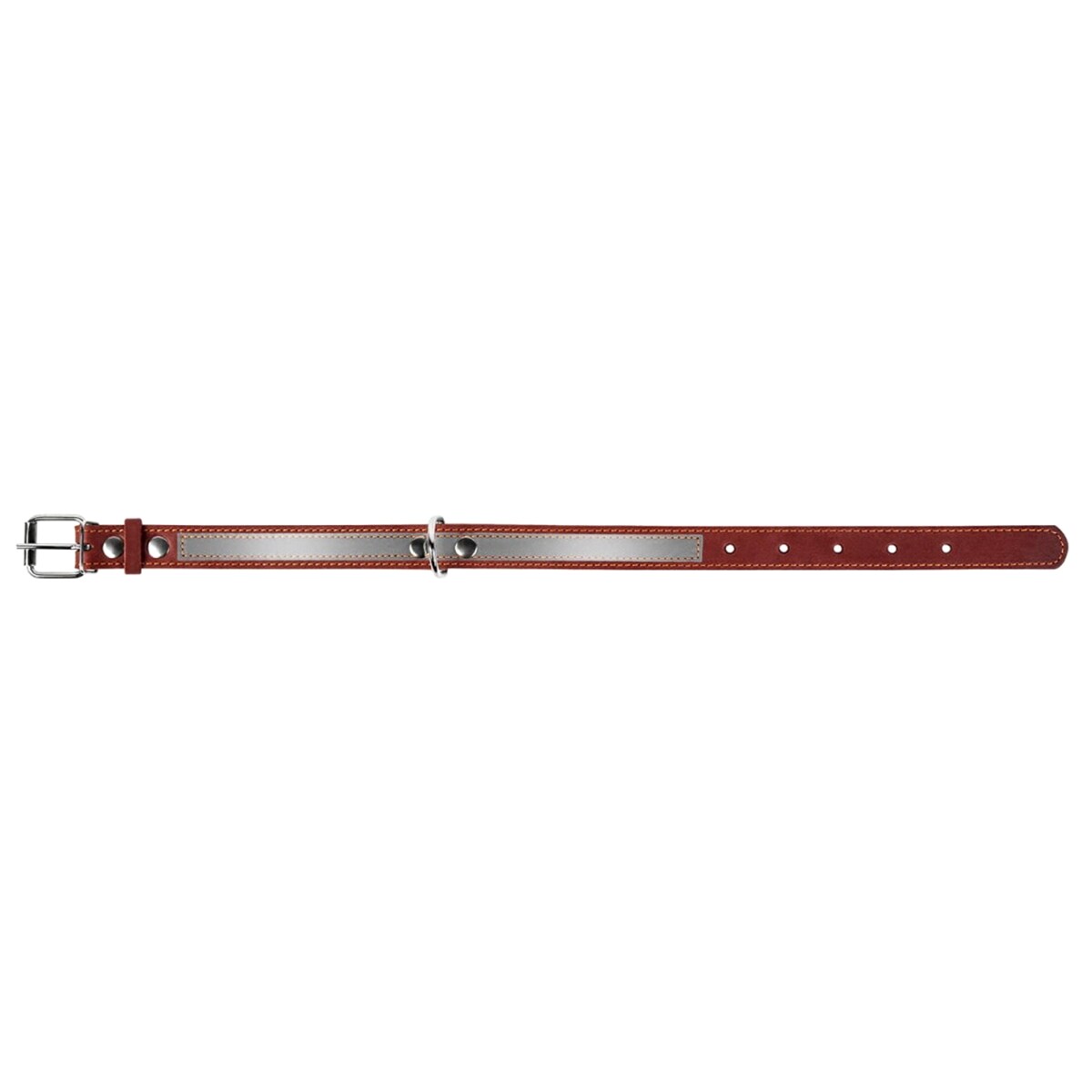 WauDog Leather Dog Collar with reflector 25 mm - Brown