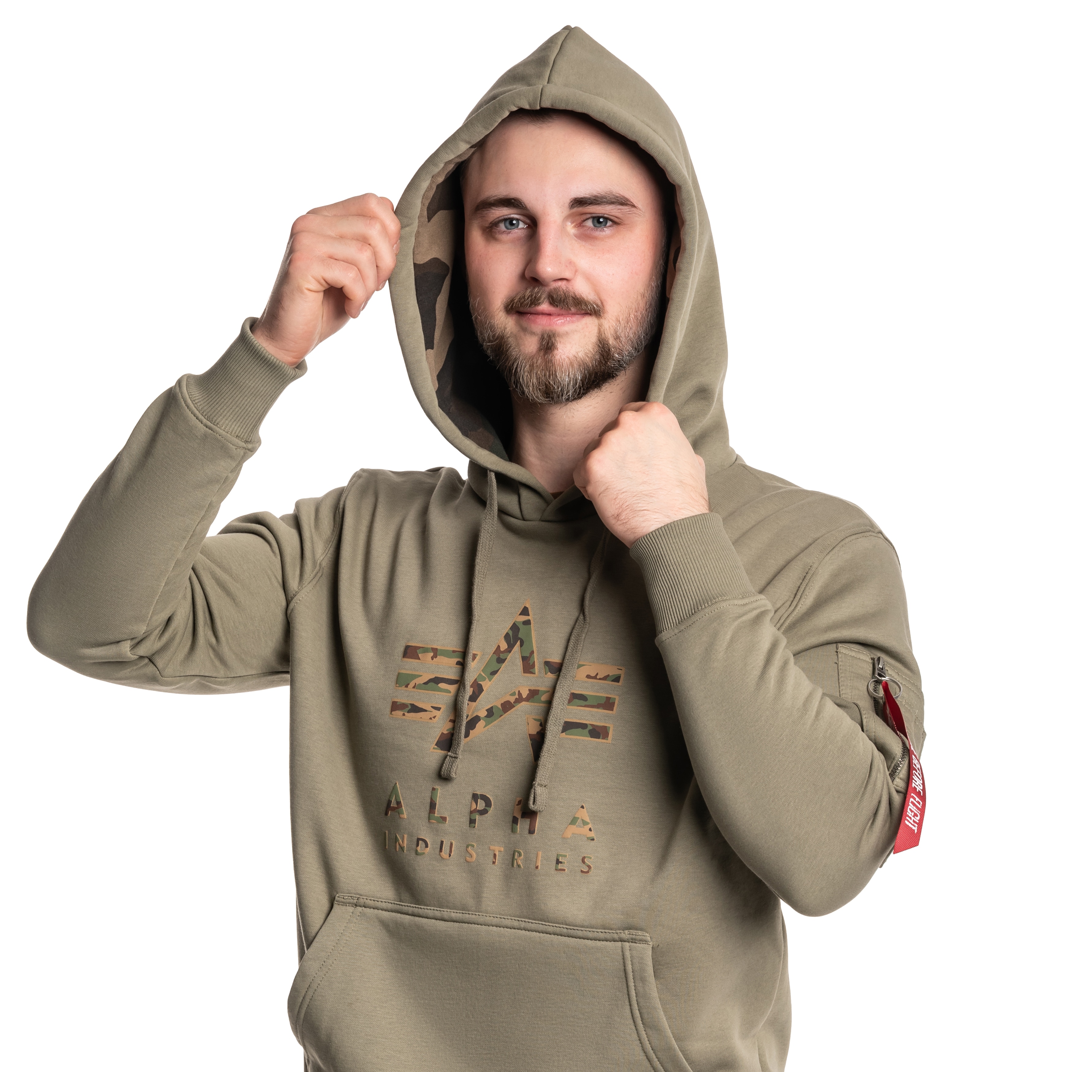 Alpha Industries Camo TPU Hoody Sweatshirt - Olive