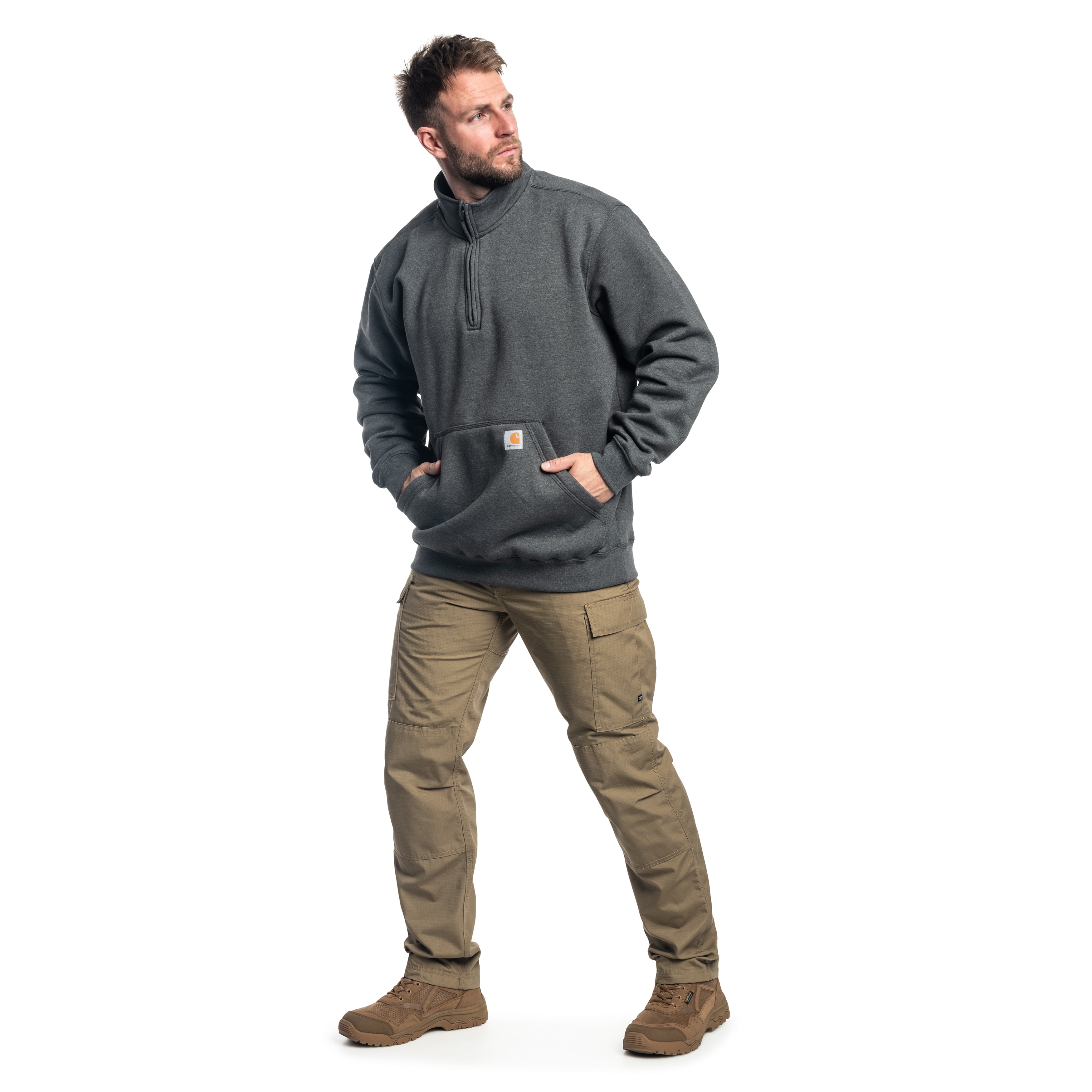 Carhartt Midweight Quarter Zip Mock Neck Sweatshirt Carbon Buy Online MILITARY.EU Shop