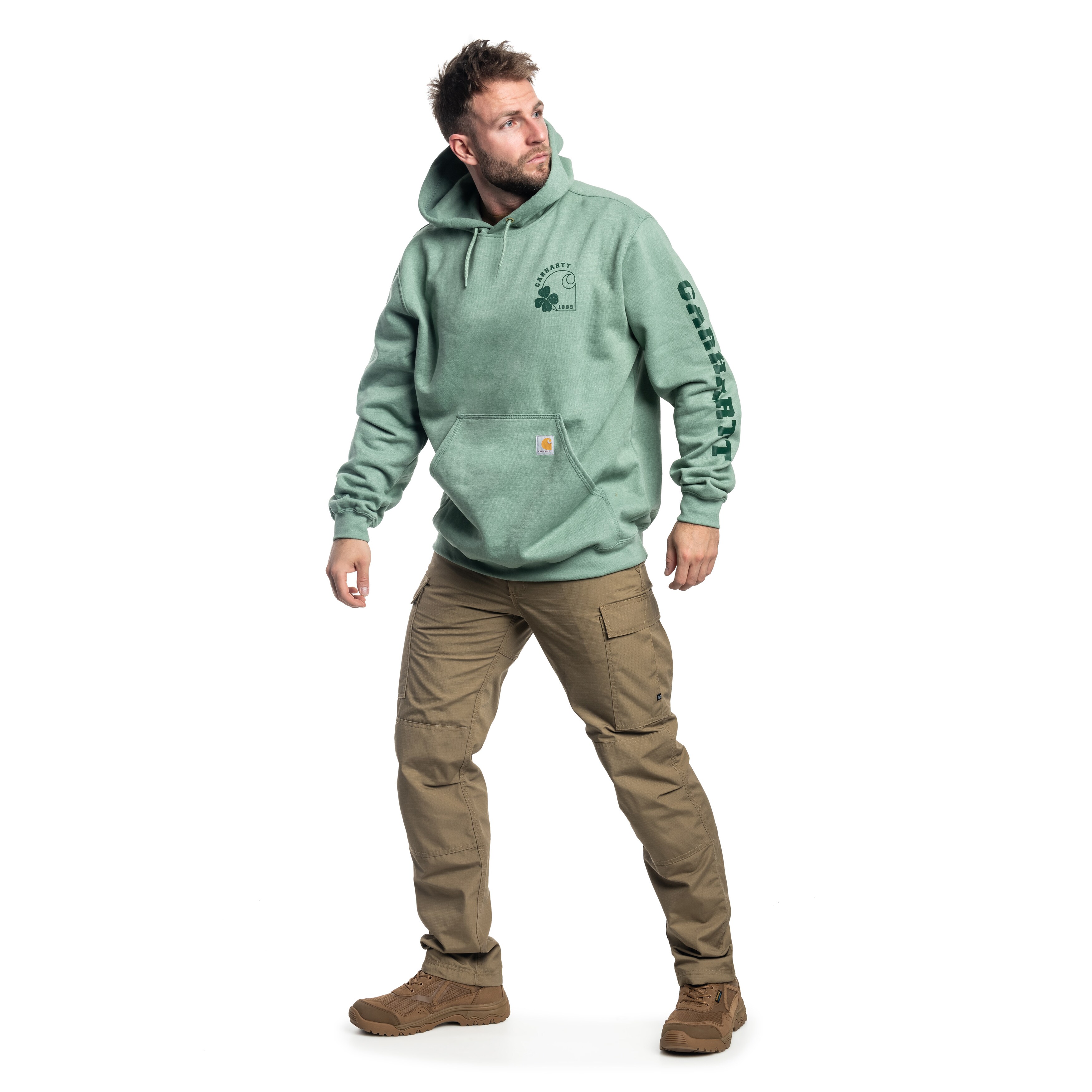 Carhartt Midweight Shamrock Graphic Hoodie Jade Heather