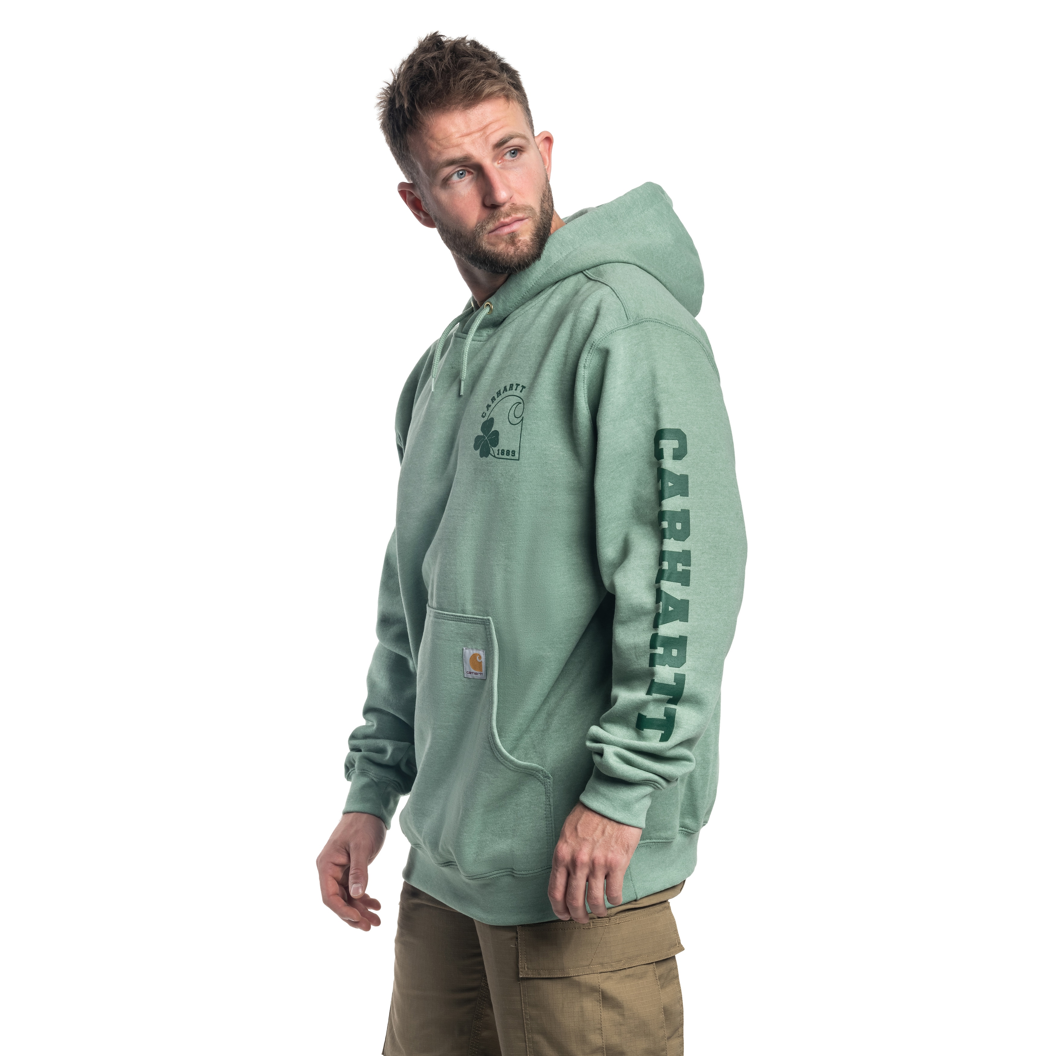 Carhartt Midweight Shamrock Graphic Hoodie Jade Heather