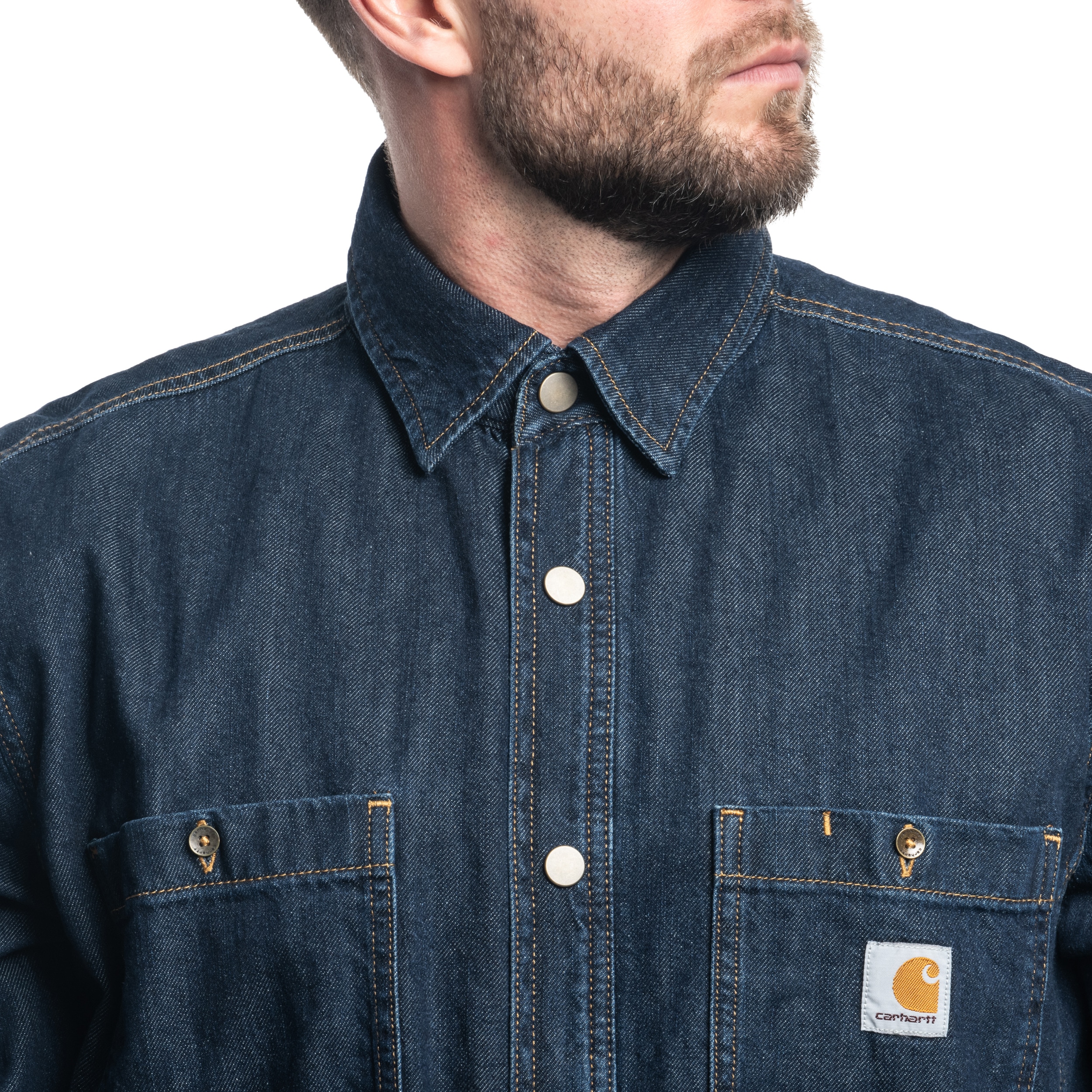 Carhartt Relaxed Denim Glacier Fleece Lined Shirt - Navy Blue