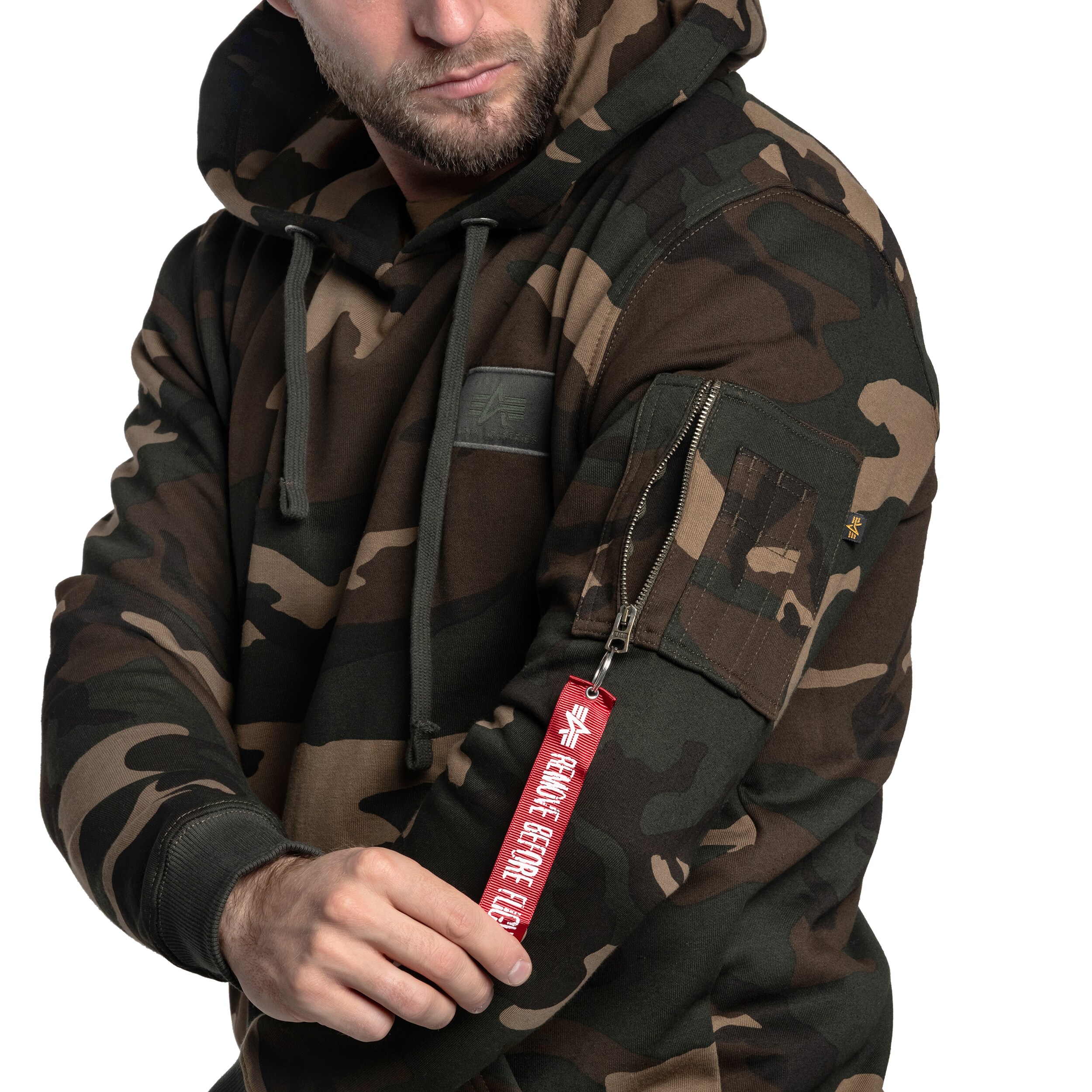 Alpha Industries Back Print Hoody Camo - Woodland Camo