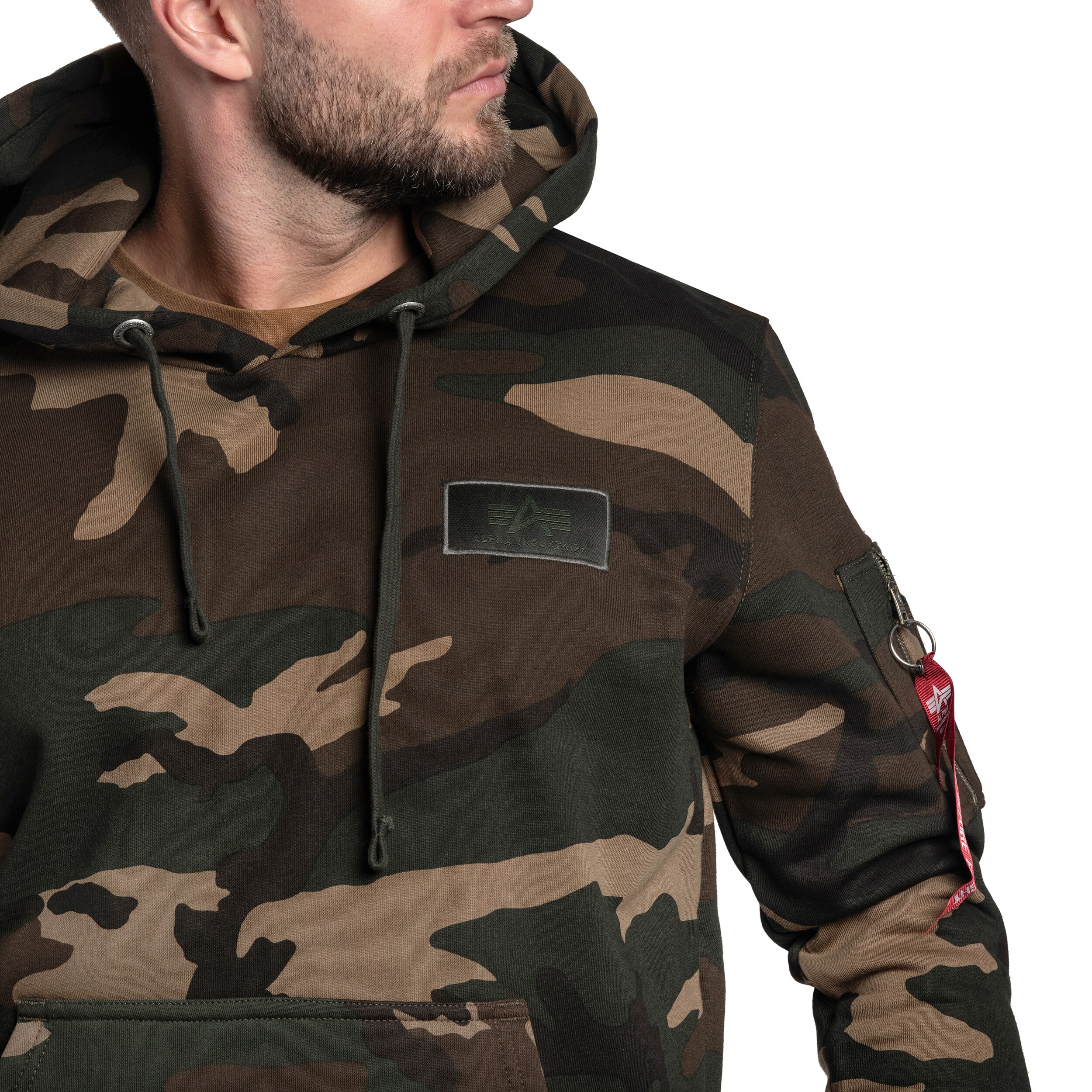 Alpha Industries Back Print Hoody Camo - Woodland Camo