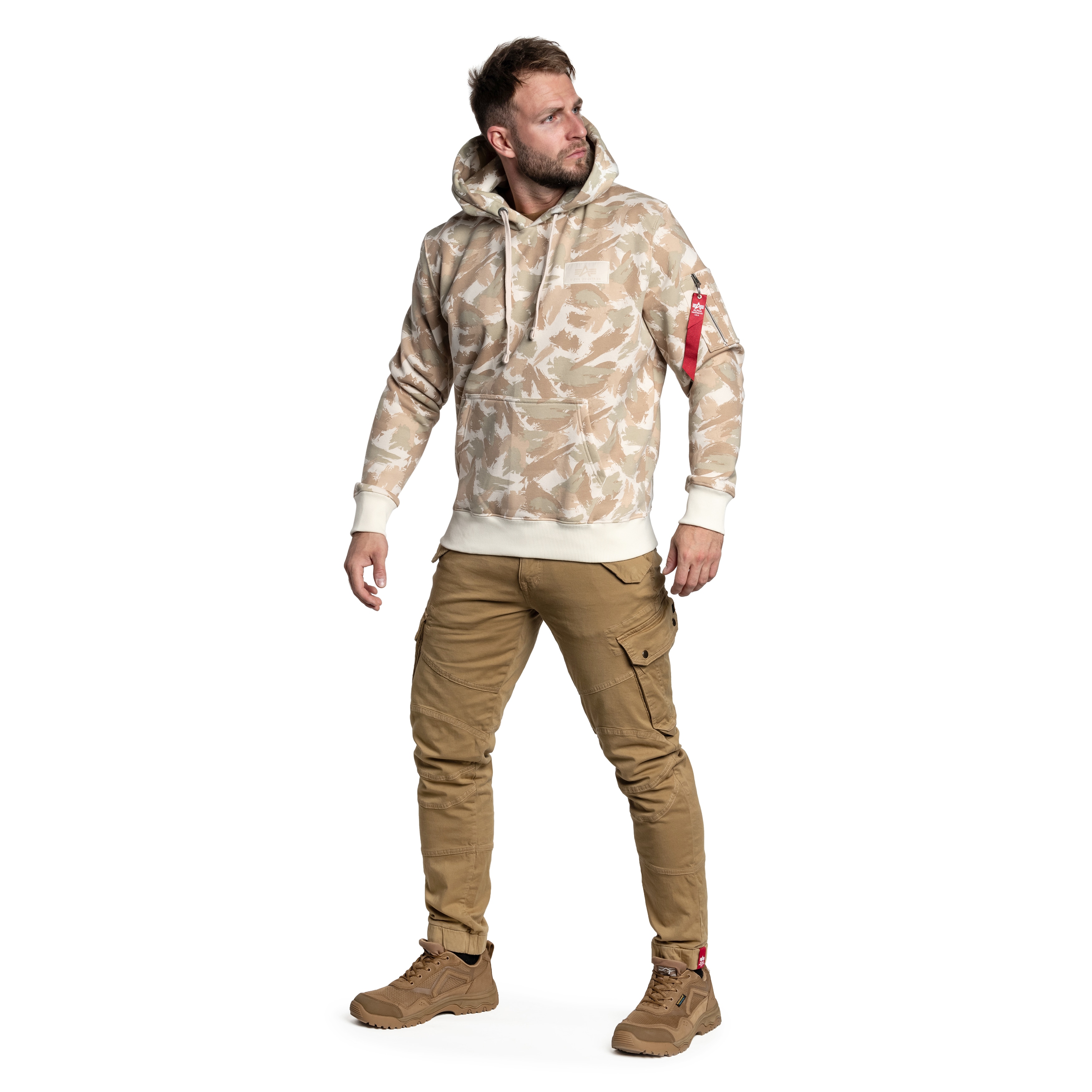 Alpha Industries Back Print Hoody Camo Sand Camo Buy Online MILITARY.EU Shop