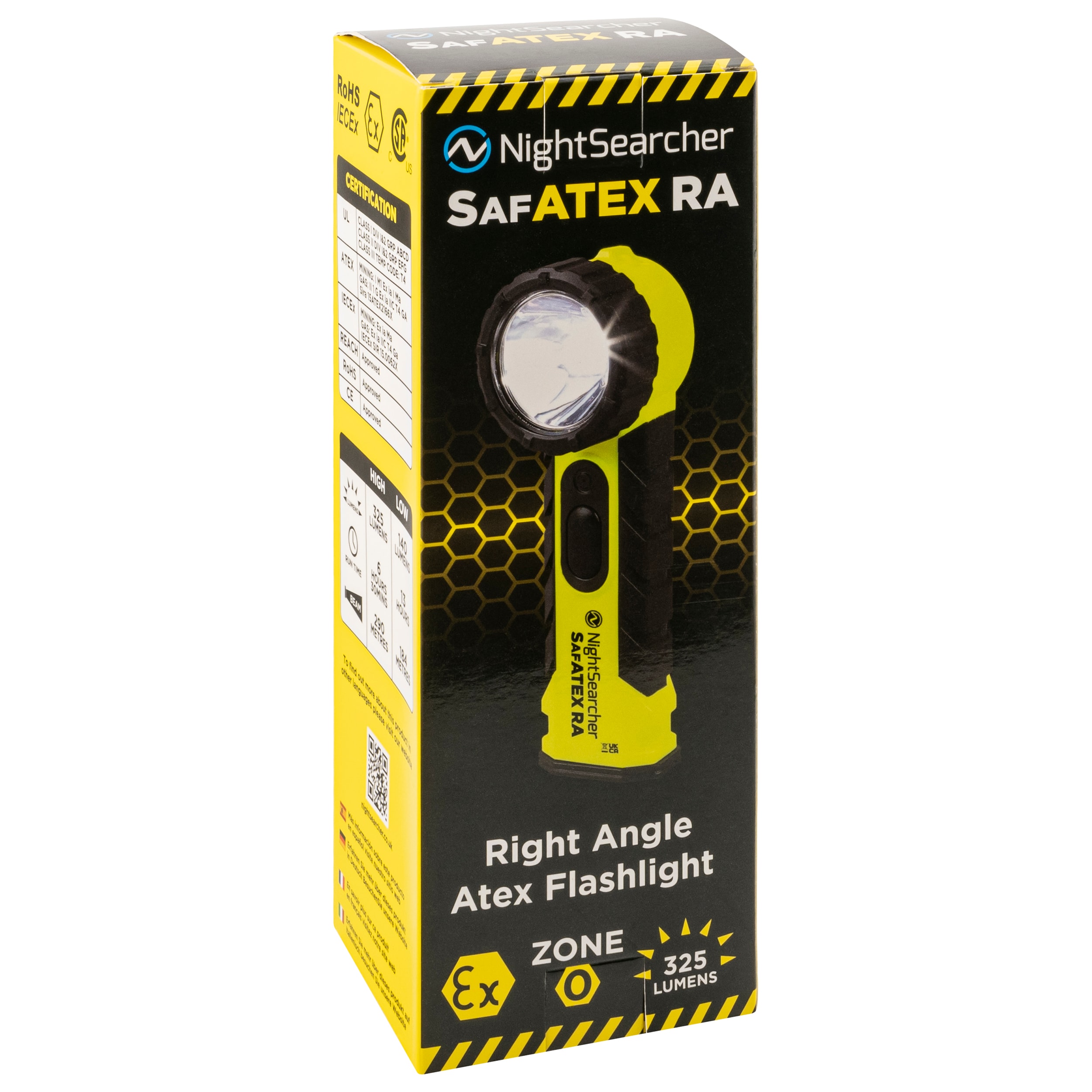 NightSearcher SafATEX Sigma RA angled flashlight - 325 lumenów