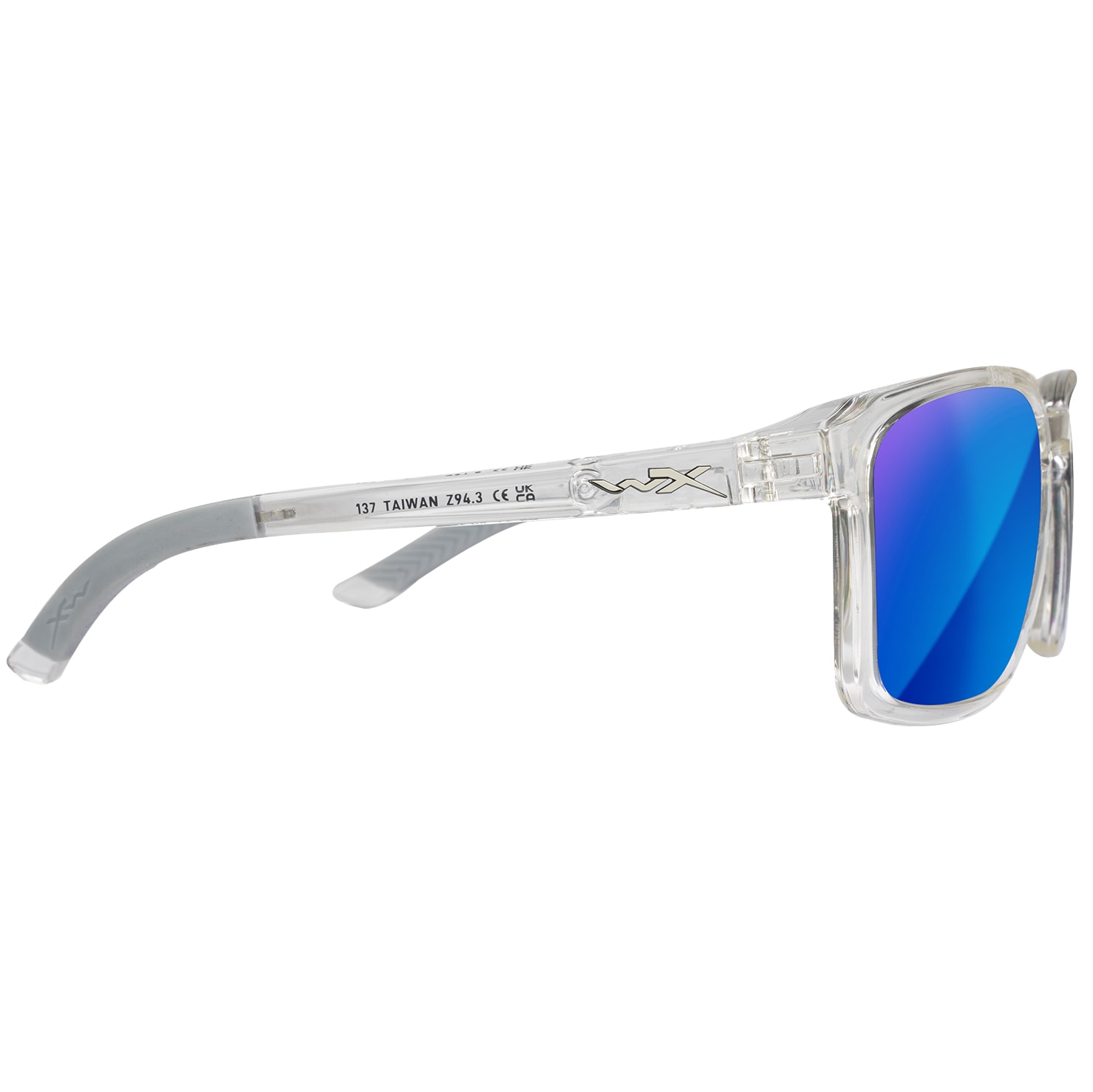 Wiley X Alfa Glasses - Captivate Polarized Blue Mirror/Gloss Clear Crystal